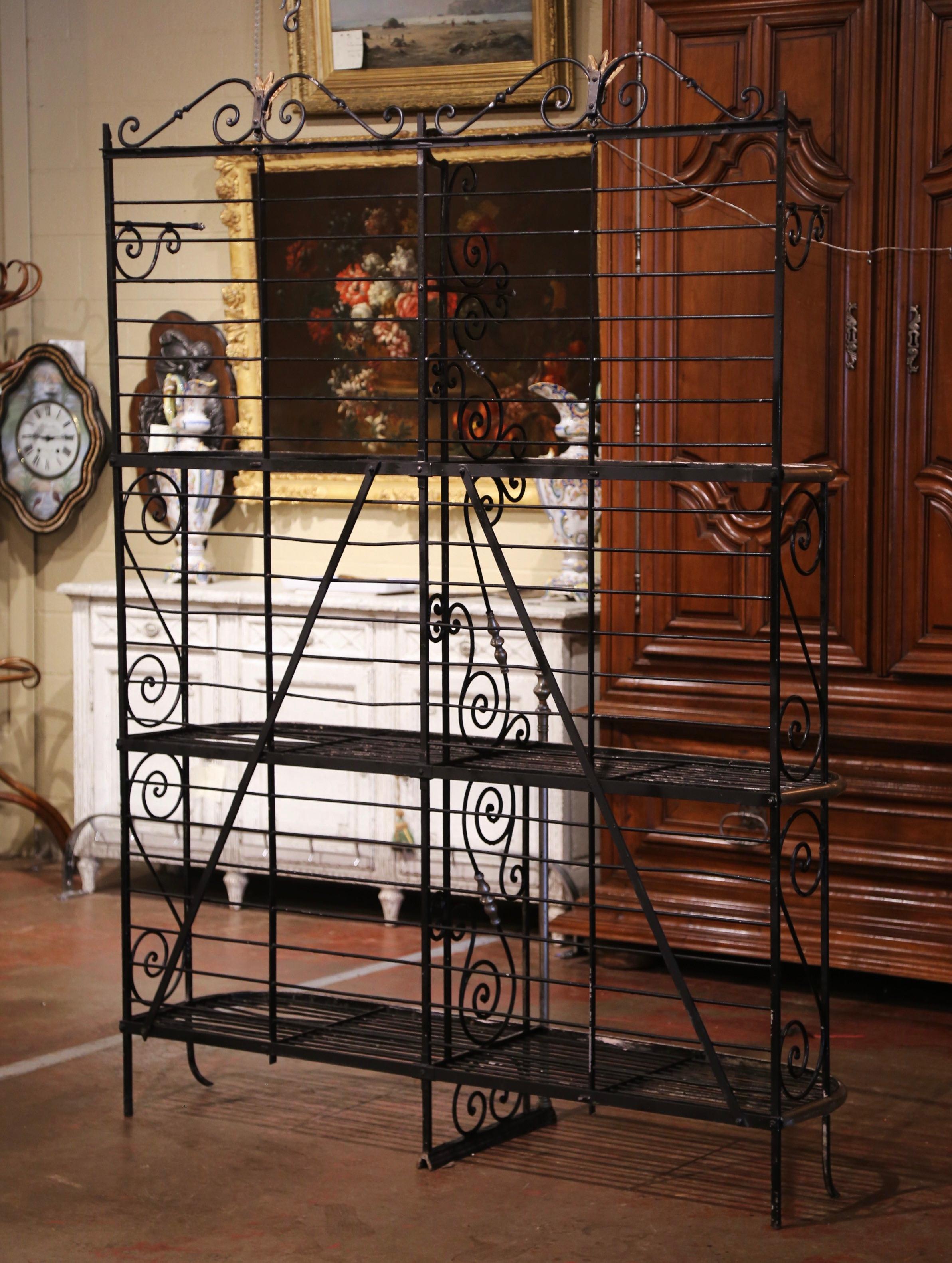 Early 20th Century French Painted Iron and Brass Baker's Rack 8