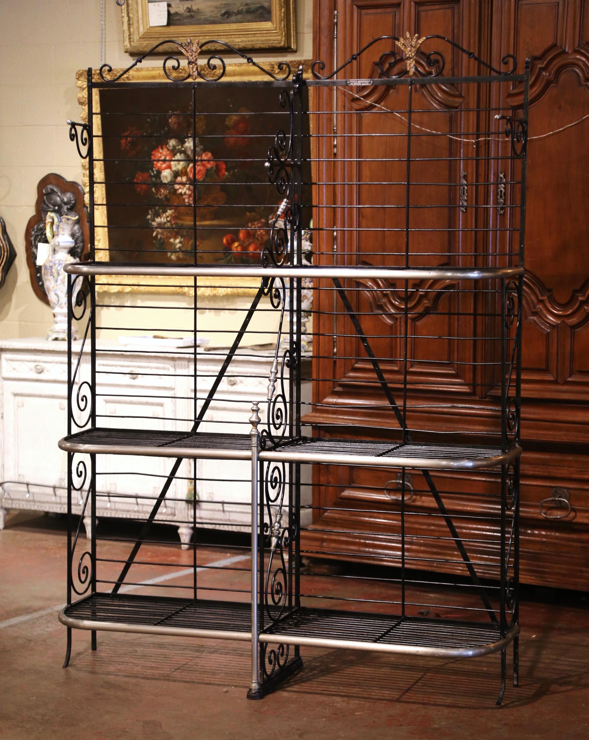 Display your Majolica collection, cooking books, or other accessories on this elegant antique 