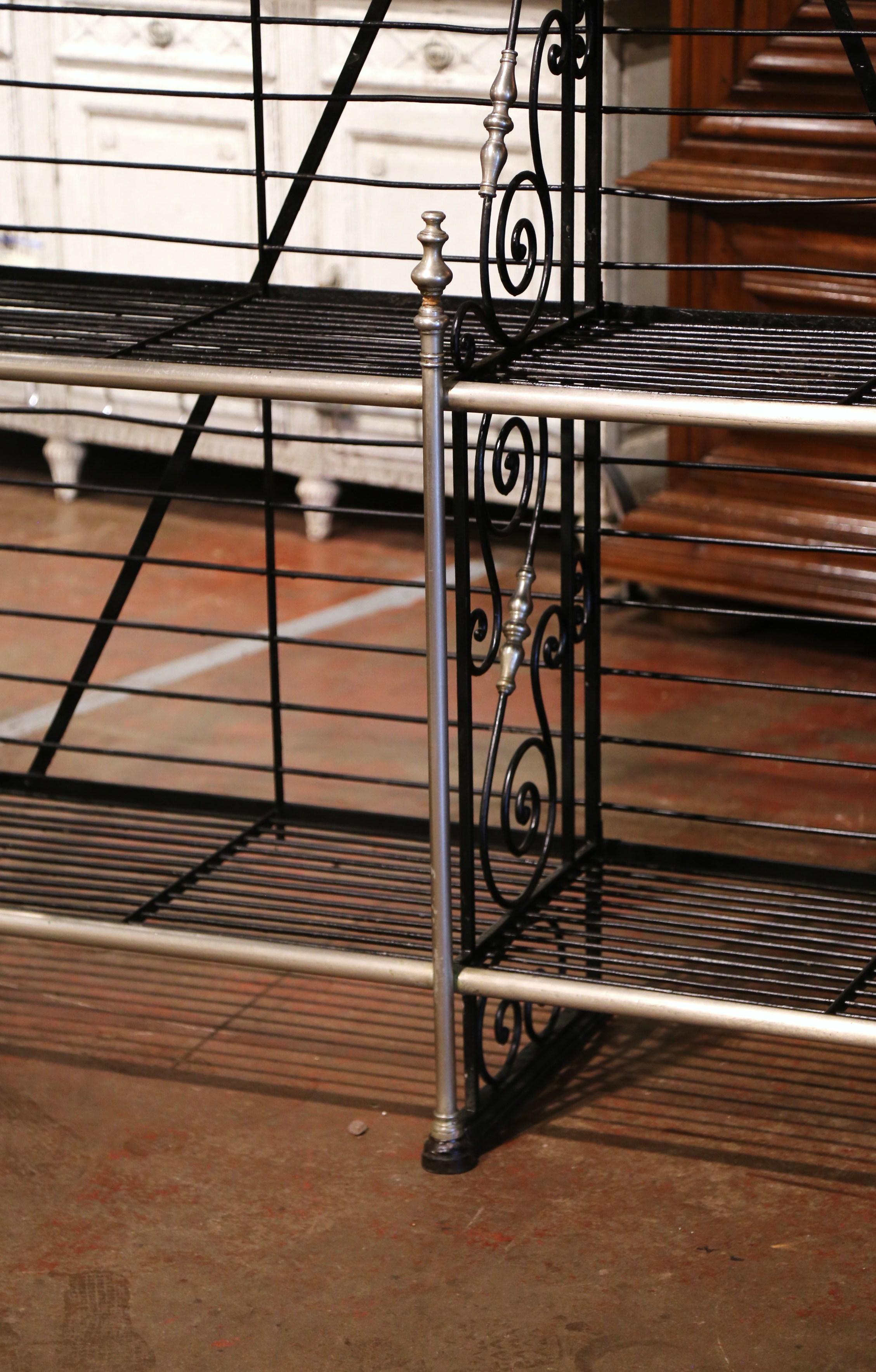Early 20th Century French Painted Iron and Brass Baker's Rack 3