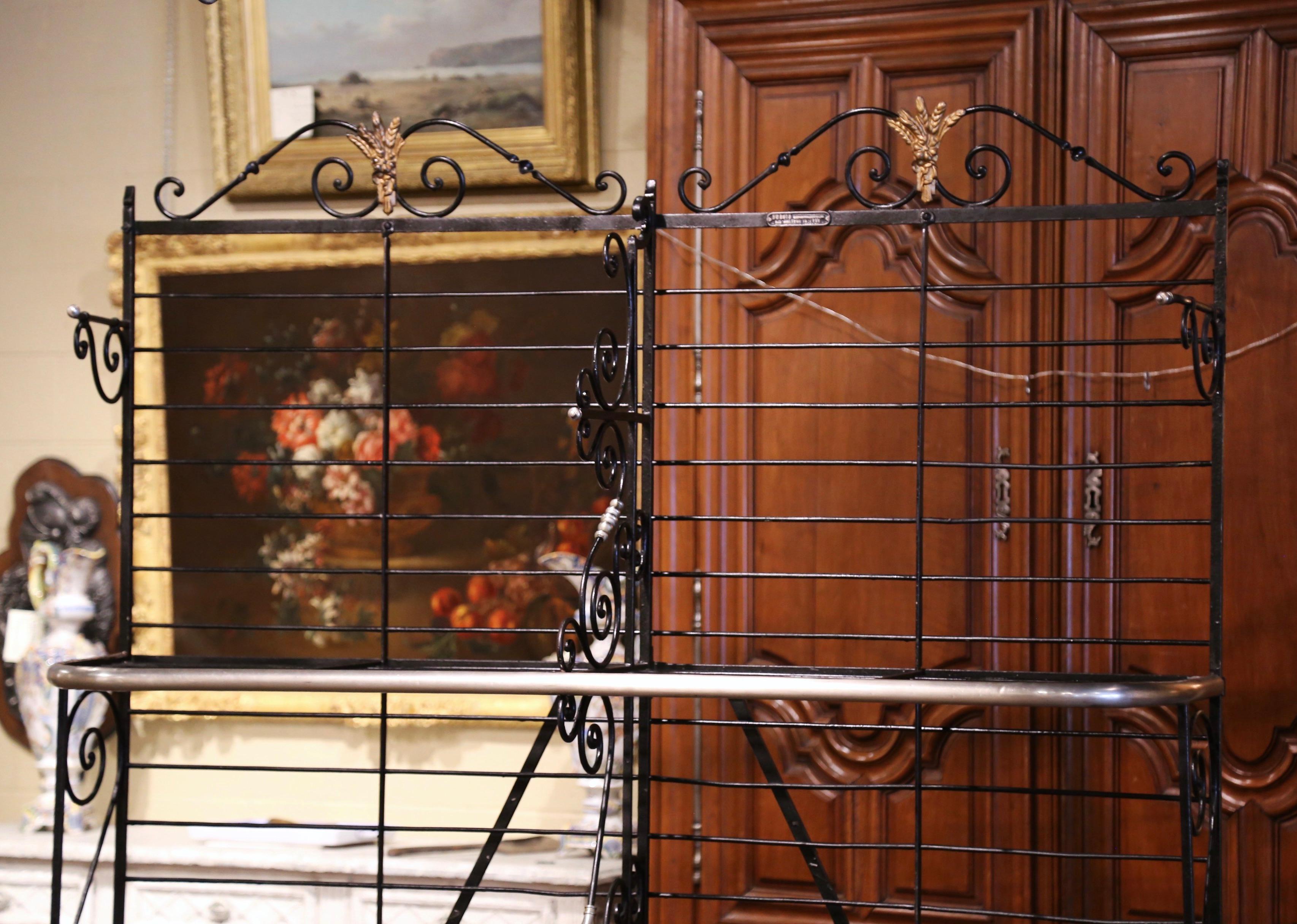 Early 20th Century French Painted Iron and Brass Baker's Rack 4