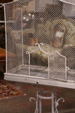 Early 20th Century French Iron Pagoda Bird Cage on Stand