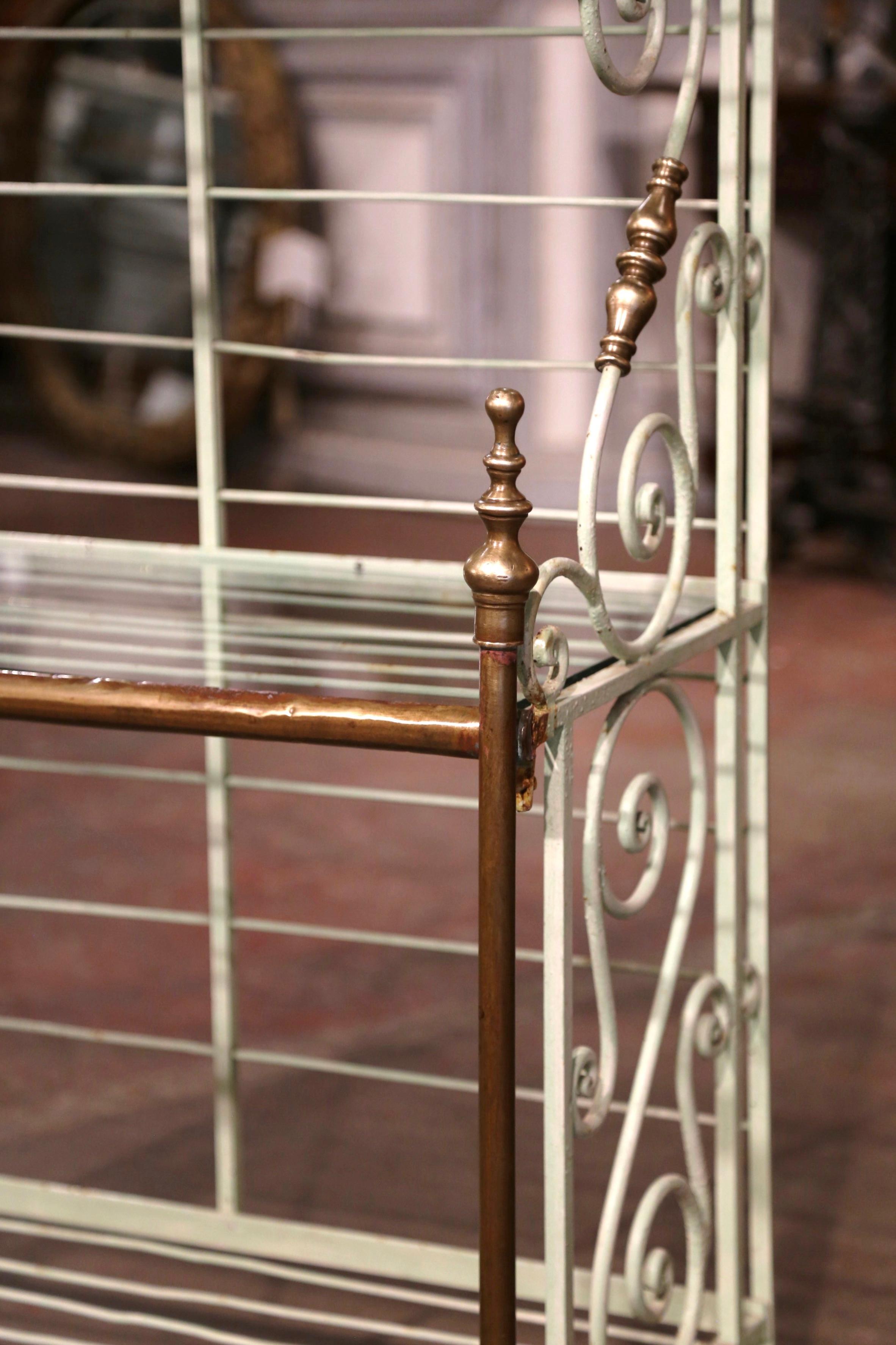 Early 20th Century French Painted Iron Bronze & Brass Three-Shelf Baker's Rack  For Sale 2