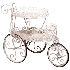 Early 20th Century French Painted Iron Garden Bar Cart on Wheels