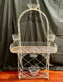 Early 20th Century French Painted Iron Garden Room Plant Stand