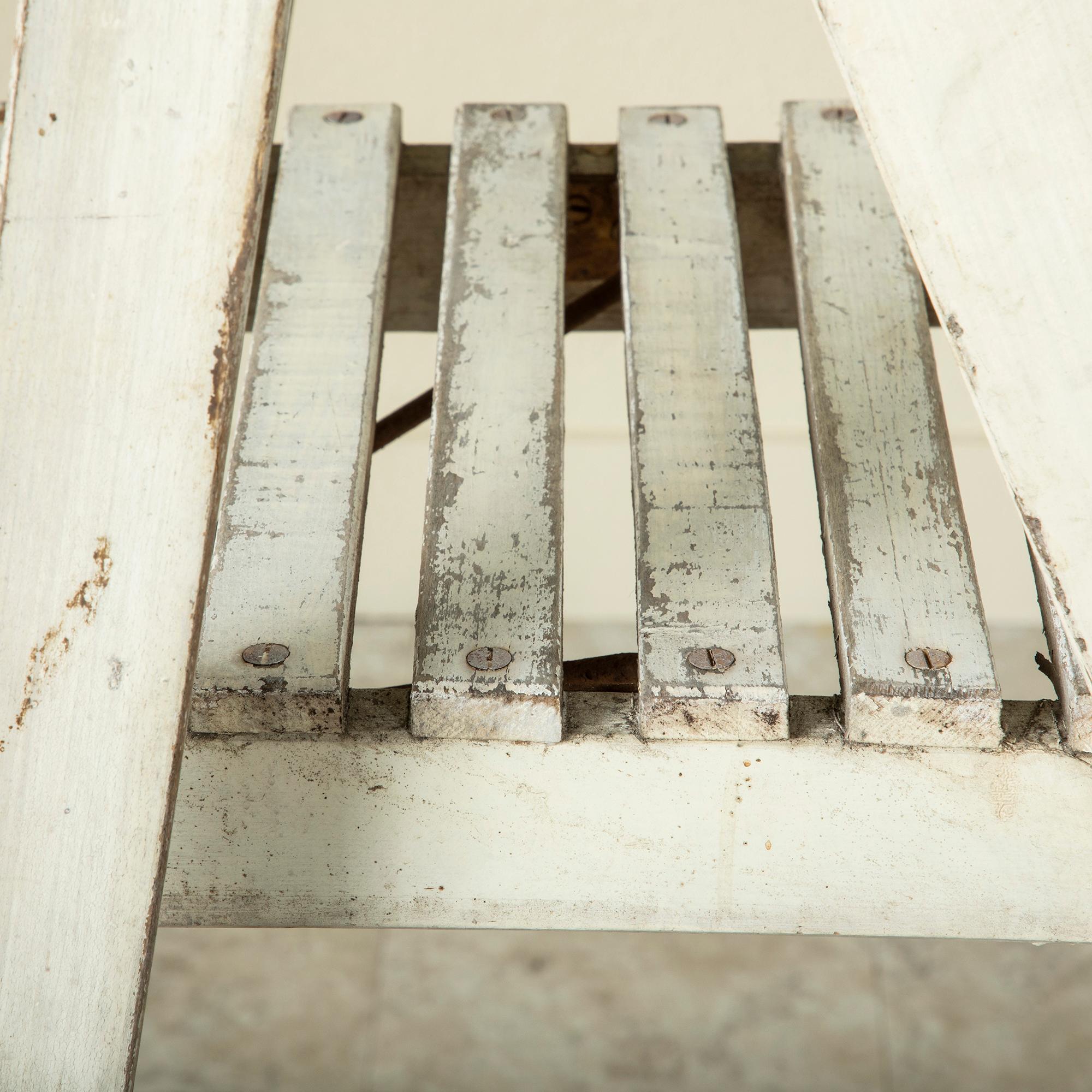 Early 20th Century French Painted Library Ladder with Platform For Sale 3