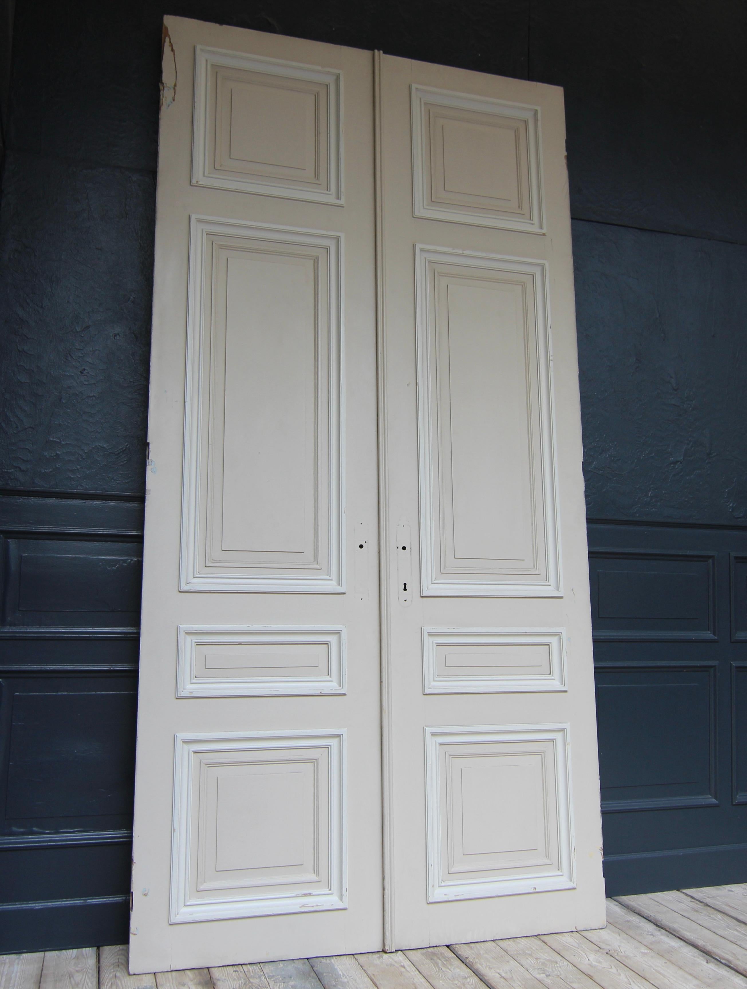 Early 20th Century French Painted Oak Double Door For Sale 7