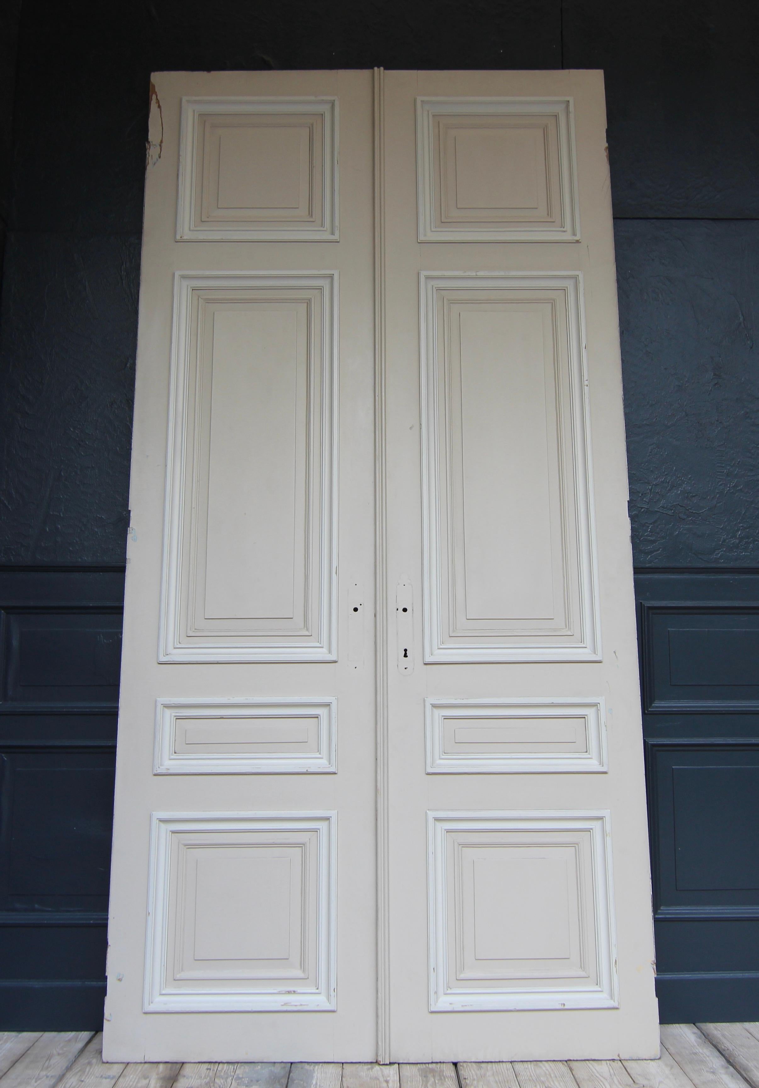 Early 20th Century French Painted Oak Double Door For Sale 8