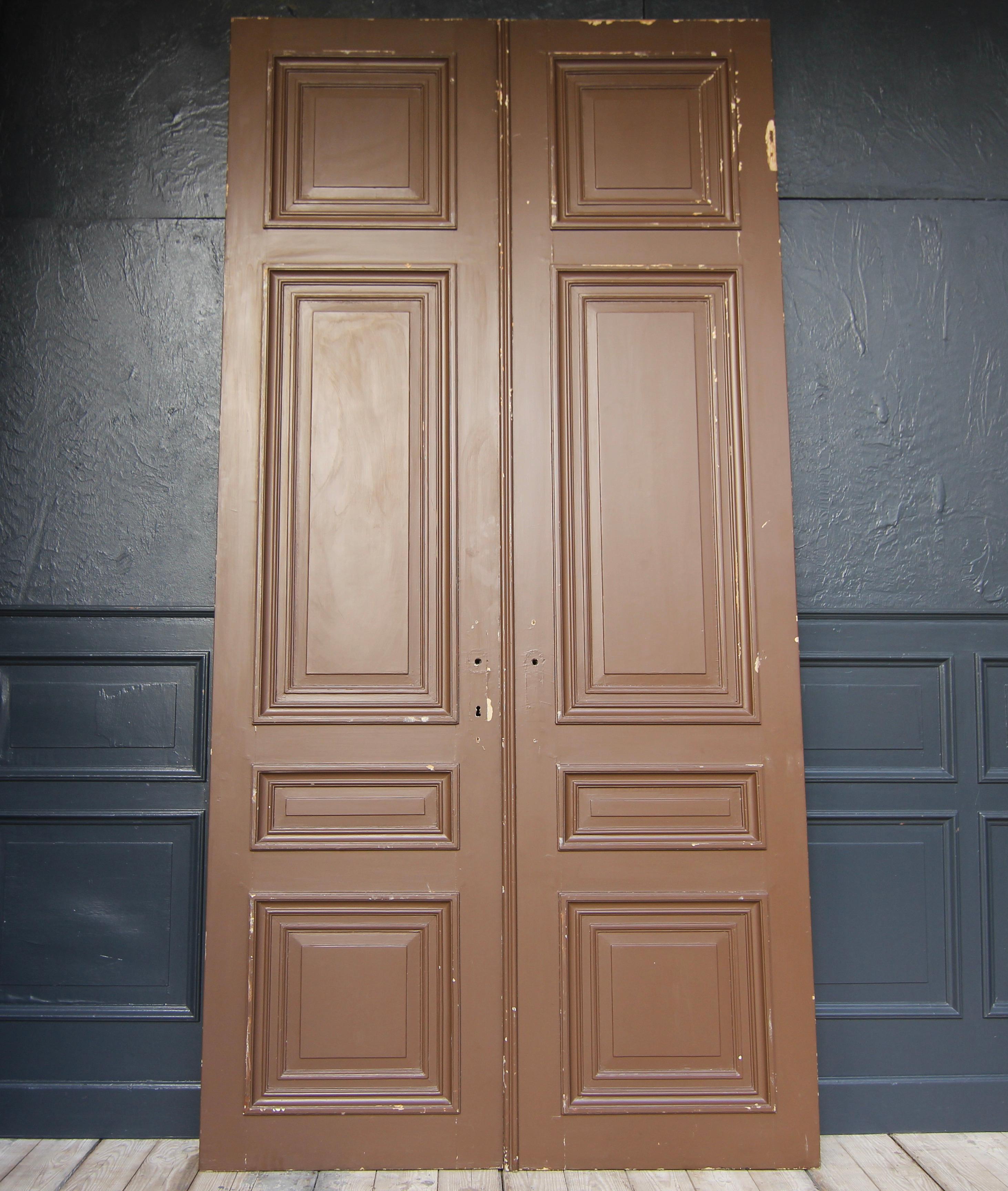 Early 20th Century French Painted Oak Double Door For Sale 11