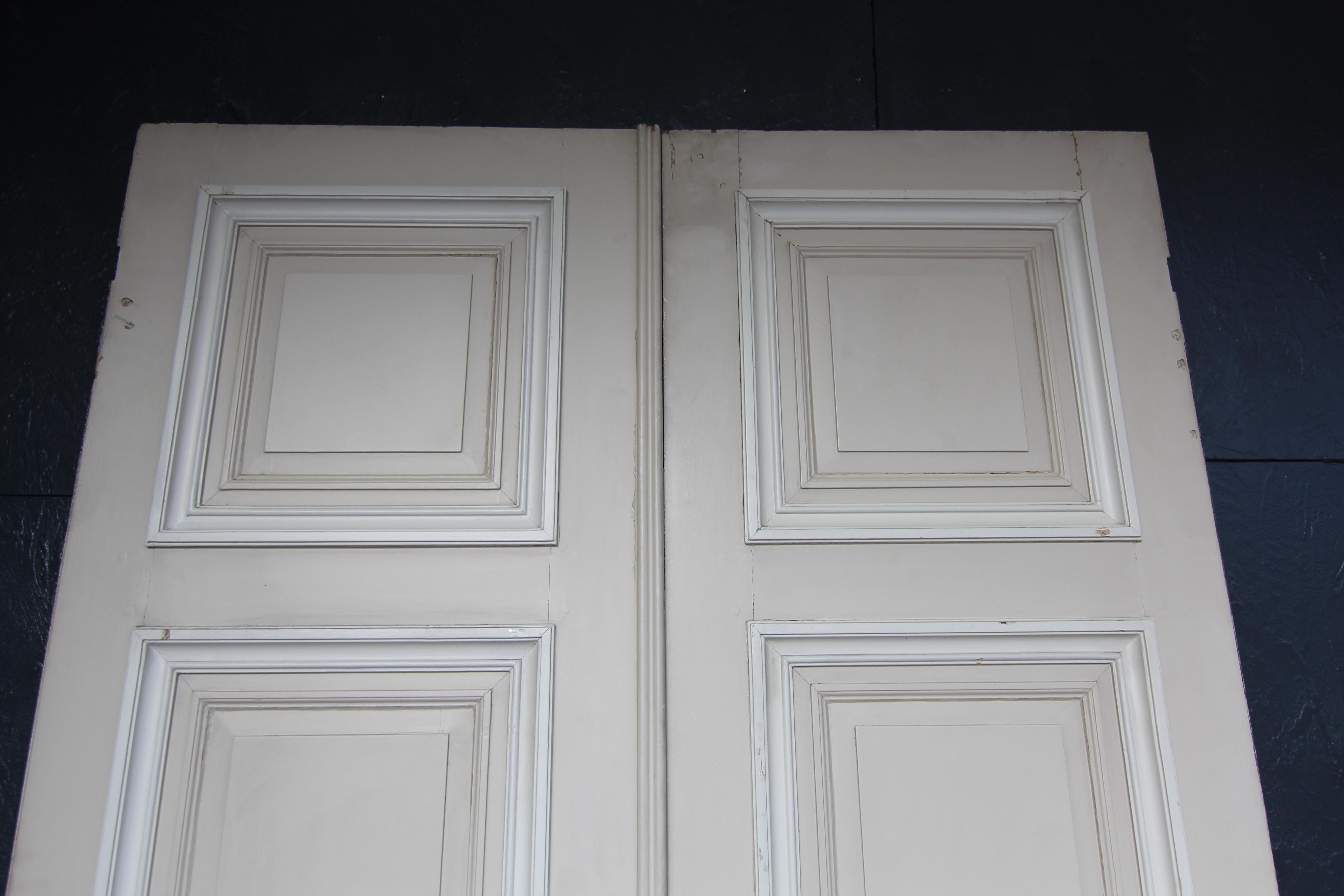 Early 20th Century French Painted Oak Double Door For Sale 13