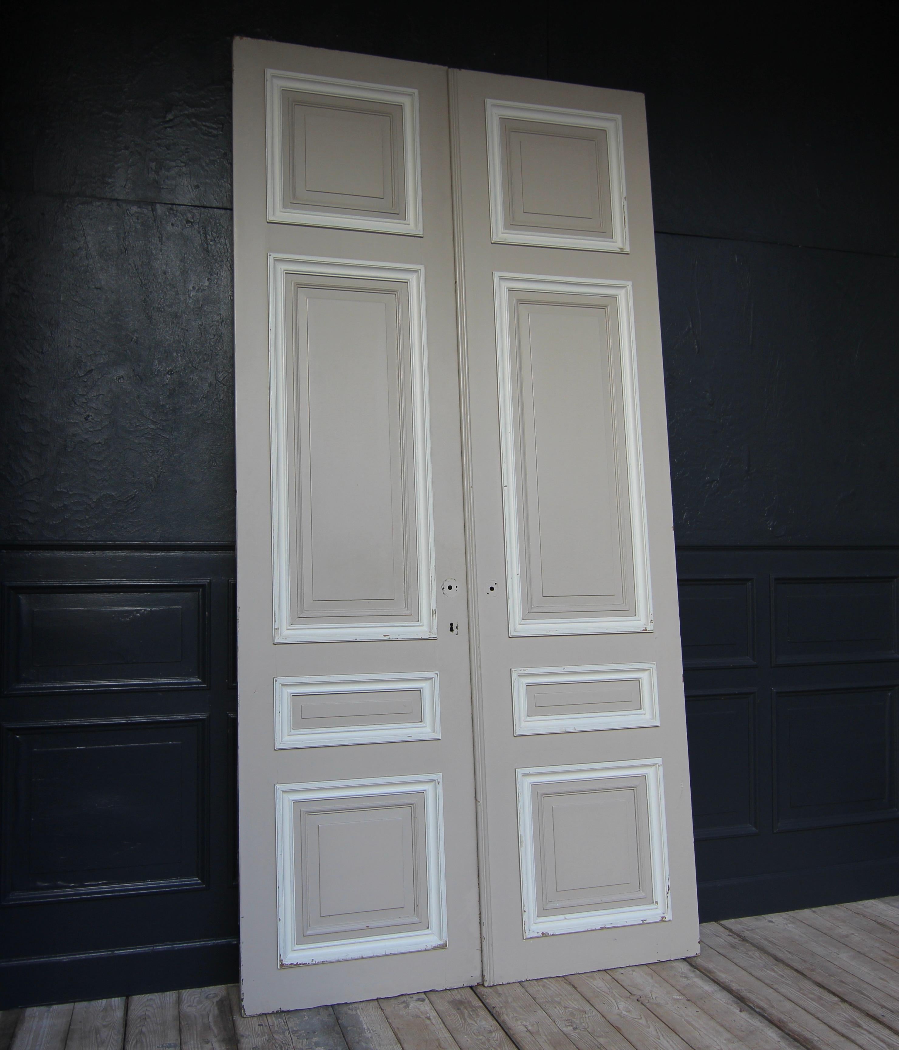 Early 20th Century French Painted Oak Double Door For Sale 1