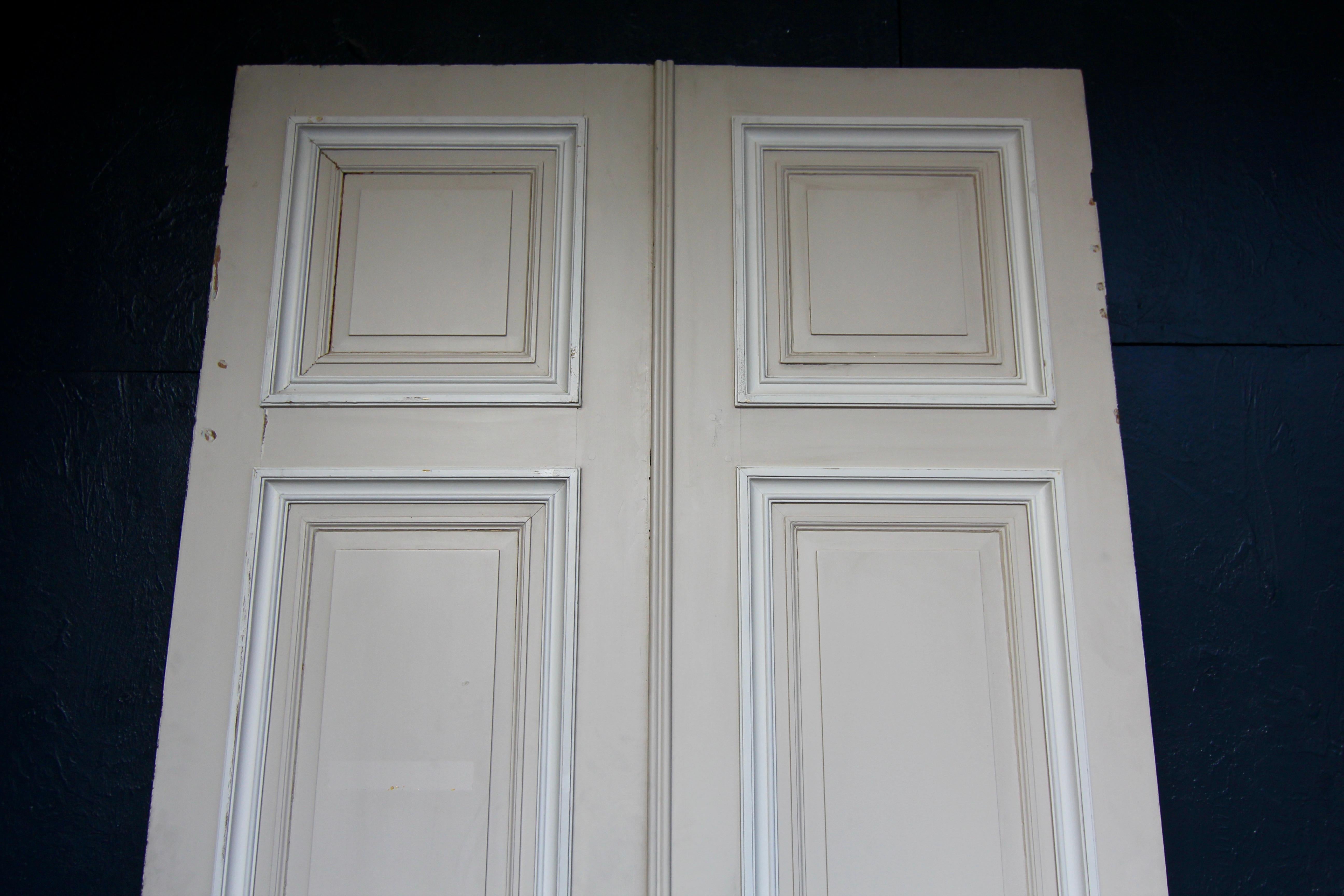 Early 20th Century French Painted Oak Double Door For Sale 3