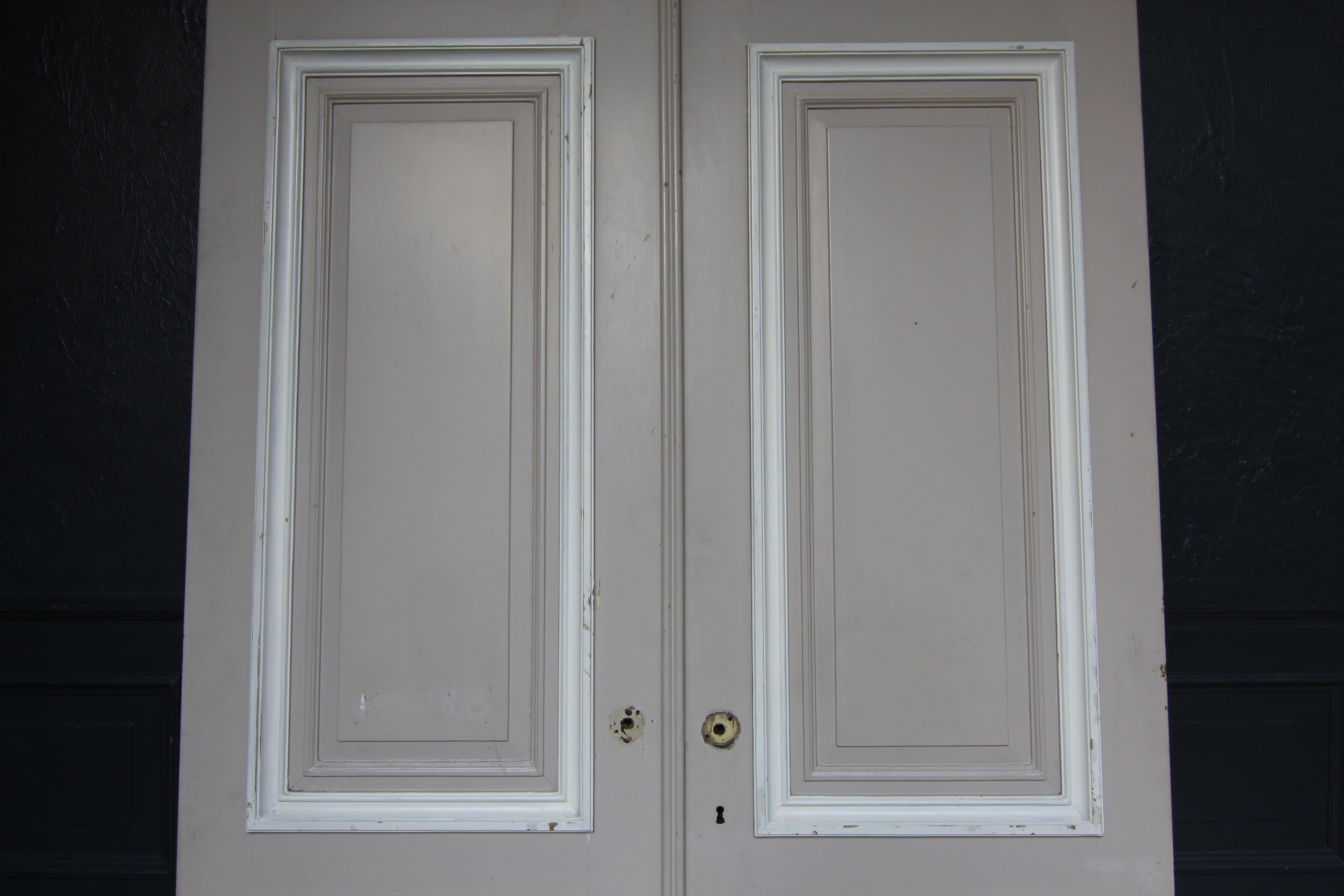 Early 20th Century French Painted Oak Double Door For Sale 2