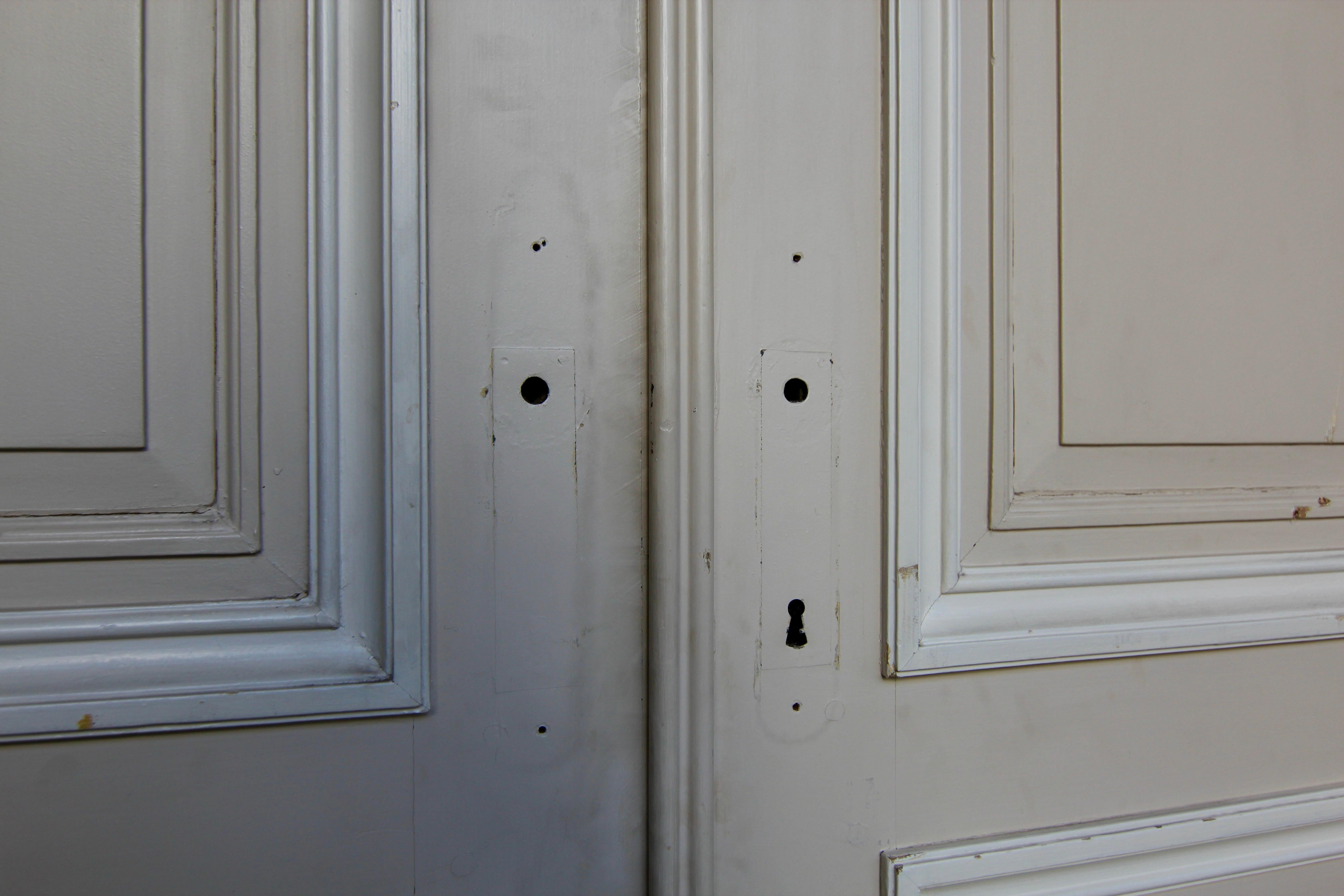 Early 20th Century French Painted Oak Double Door For Sale 5