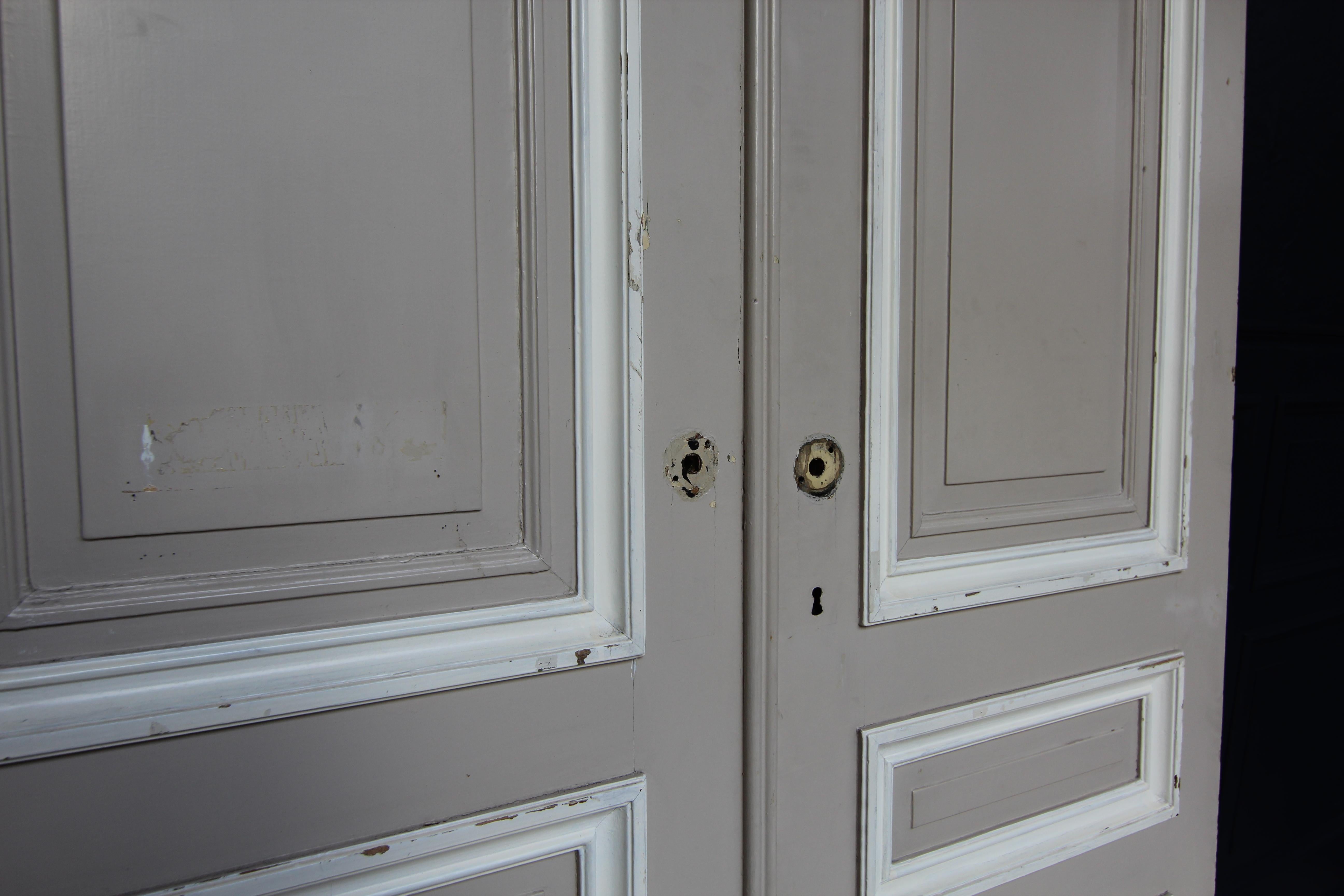 Early 20th Century French Painted Oak Double Door For Sale 4