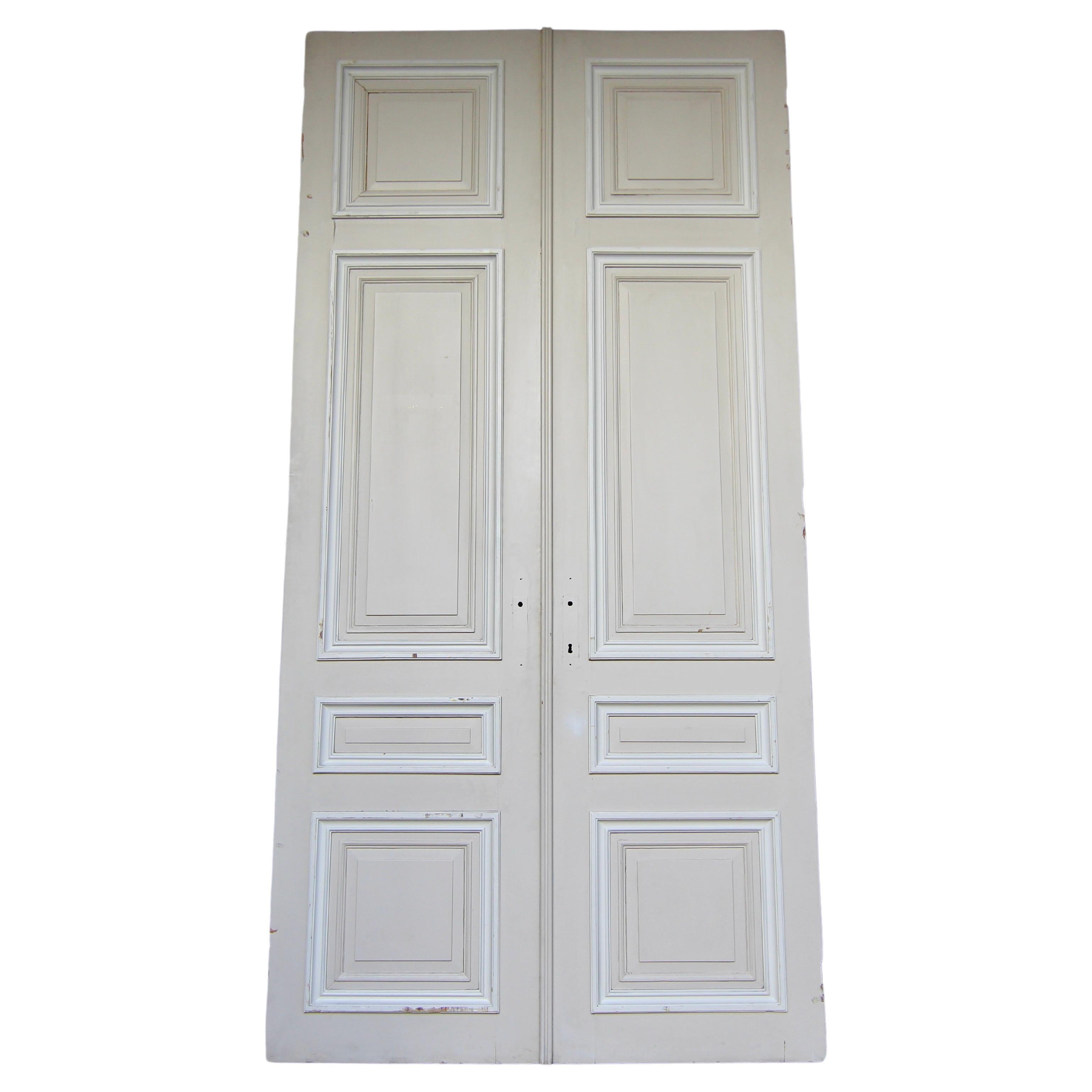 Early 20th Century French Painted Oak Double Door For Sale