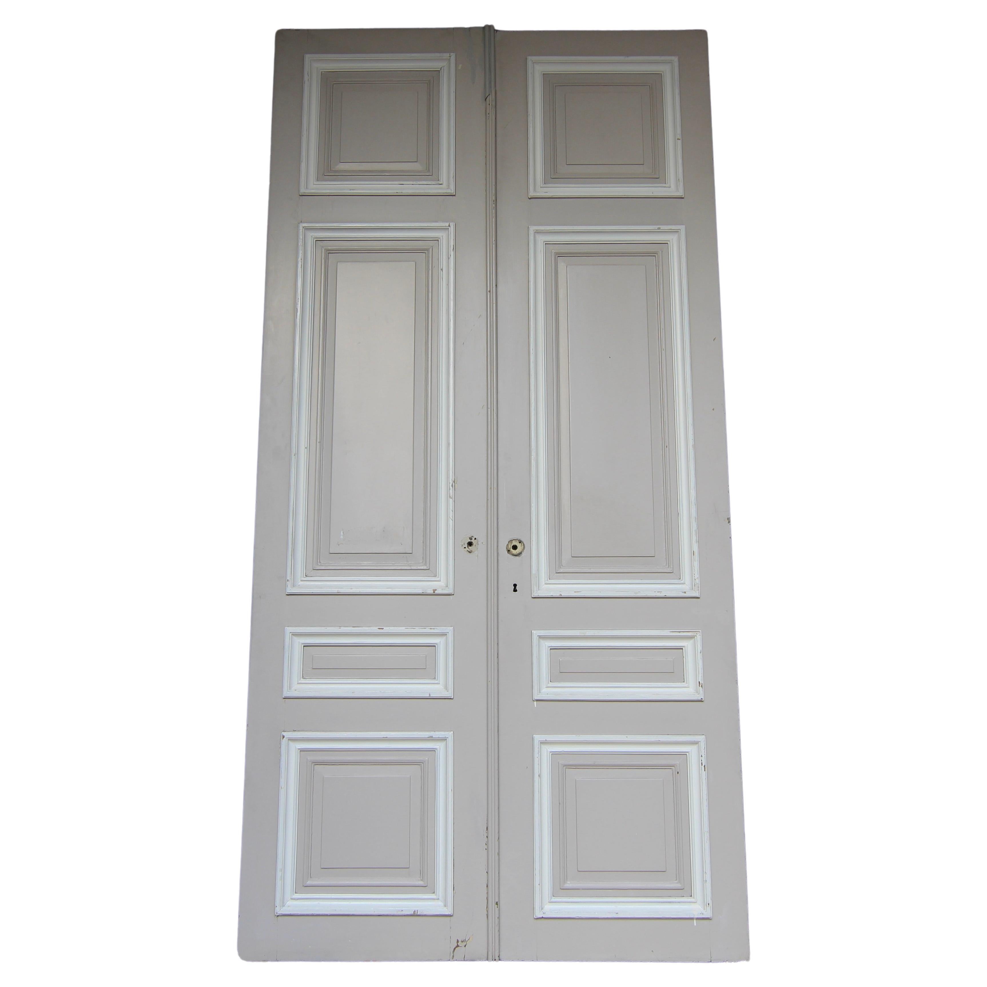 Early 20th Century French Painted Oak Double Door For Sale