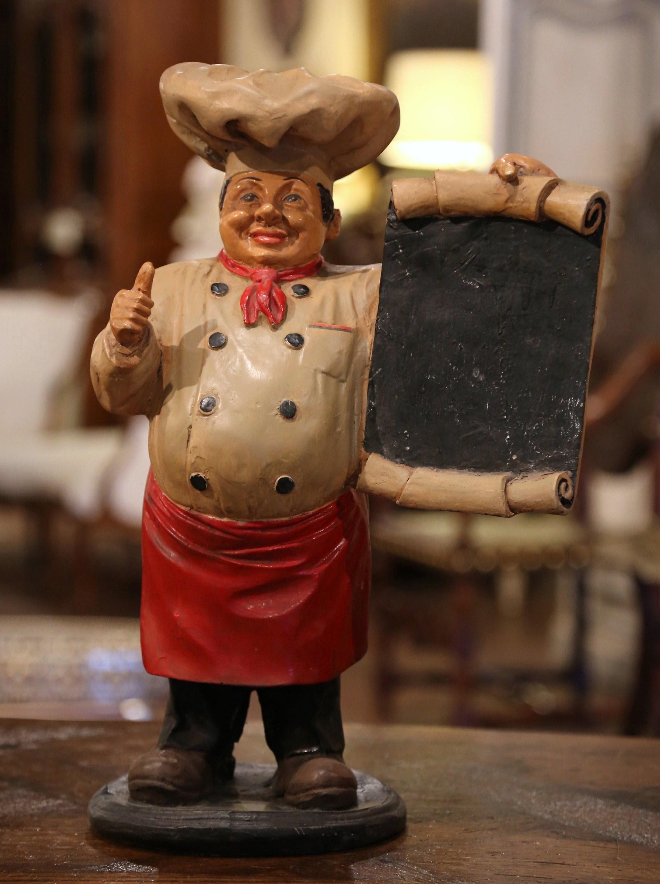 Early 20th Century French Painted Paper Mâché Restaurant Chef Sculpture 1