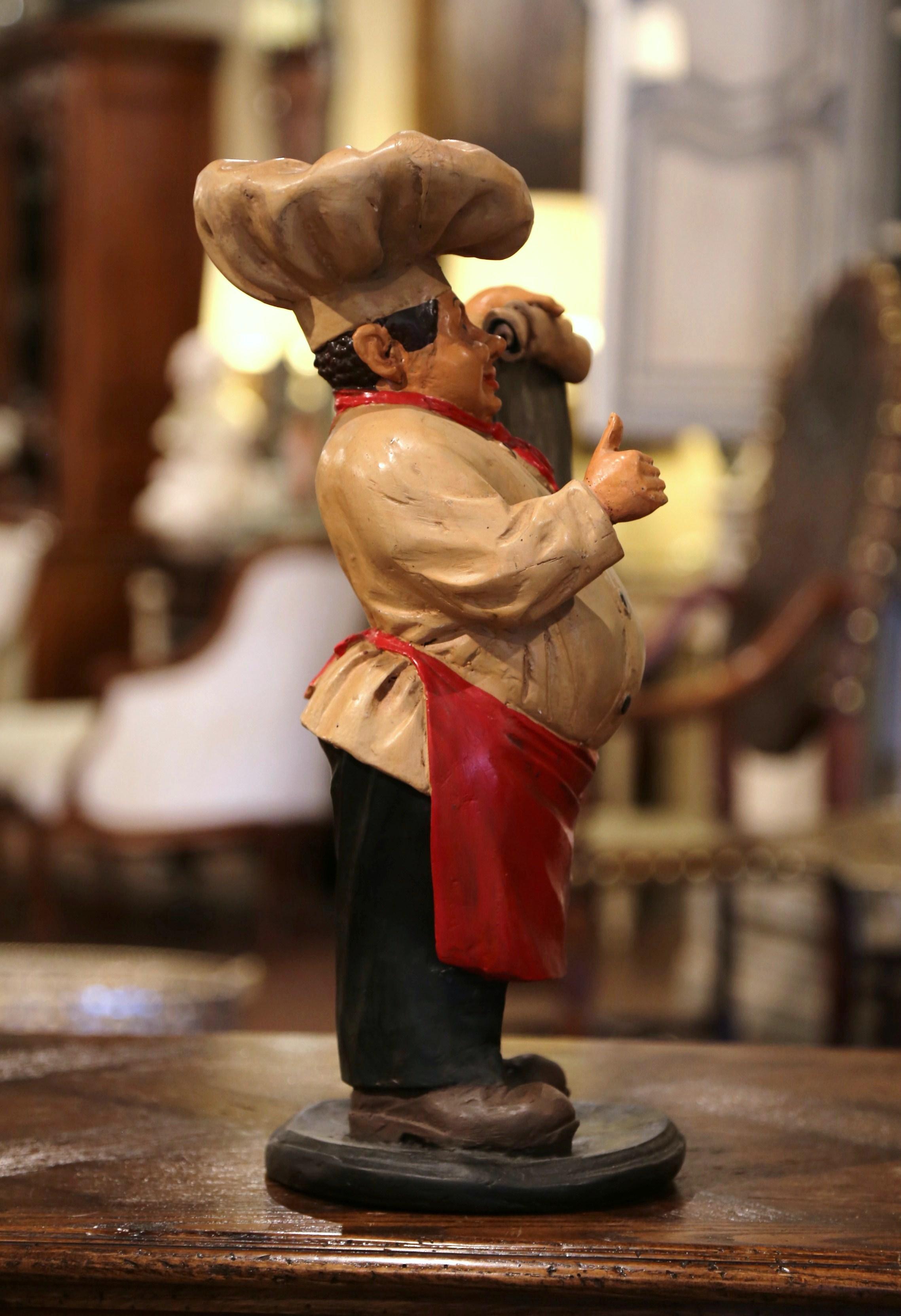 Early 20th Century French Painted Paper Mâché Restaurant Chef Sculpture 3