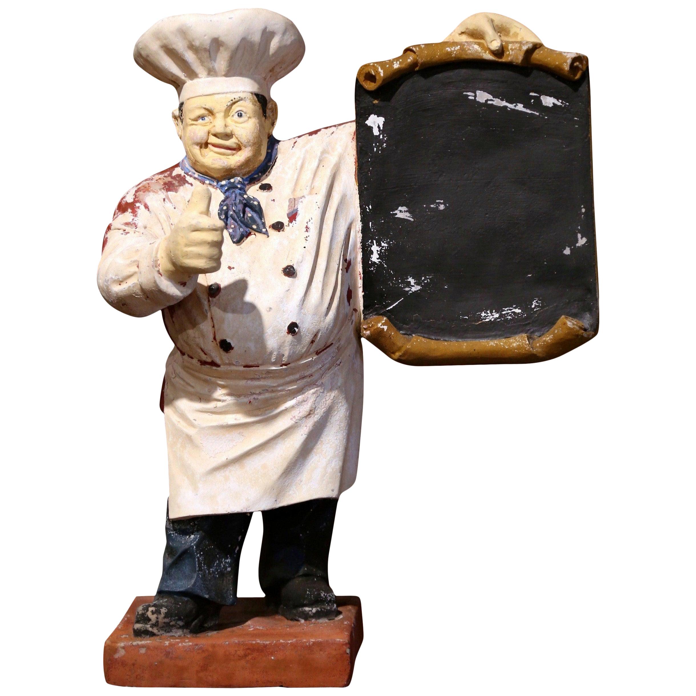 Early 20th Century French Painted Papier Mâché Restaurant Chef Cook Sculpture