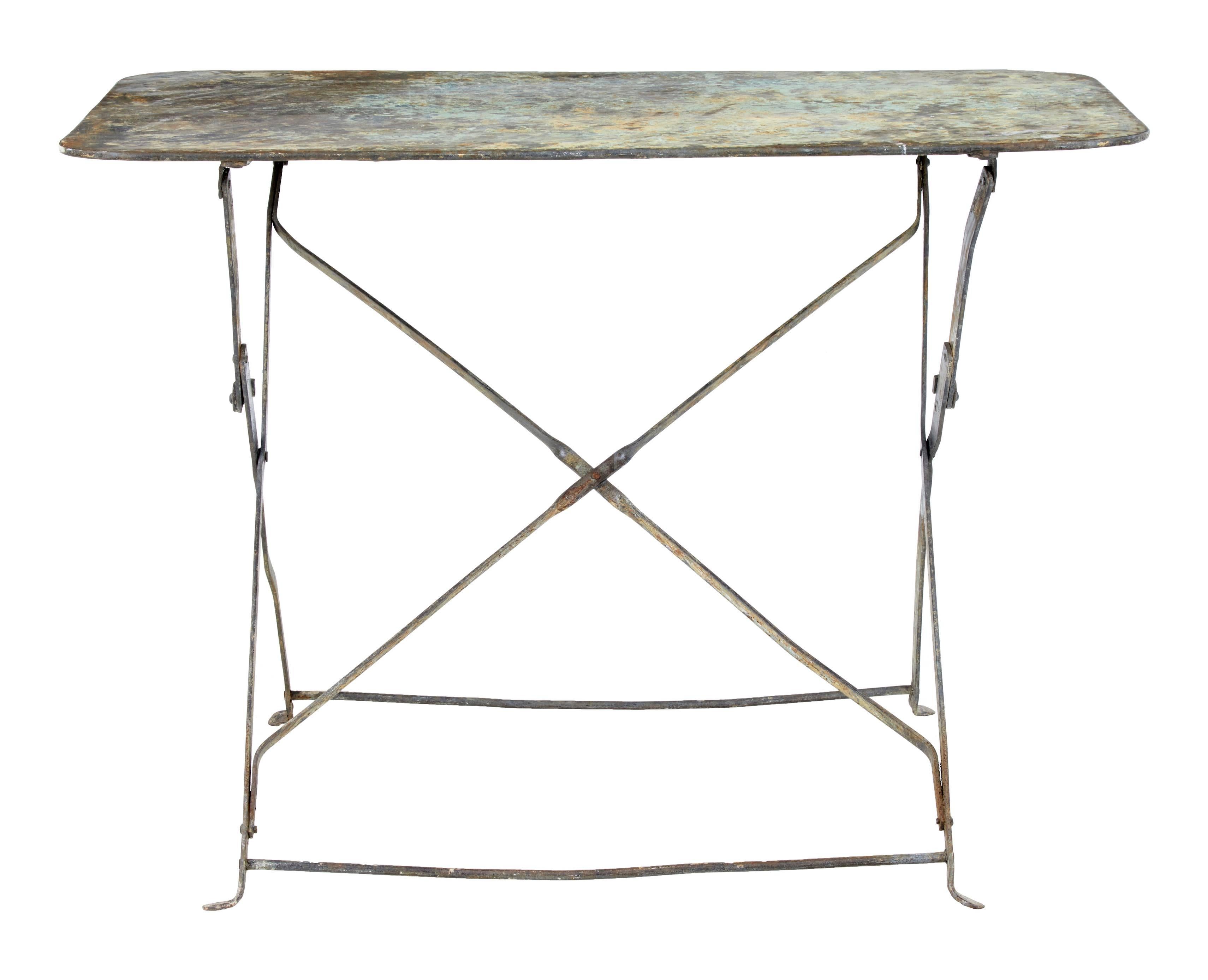 Rustic Early 20th Century French Painted Steel Garden Table