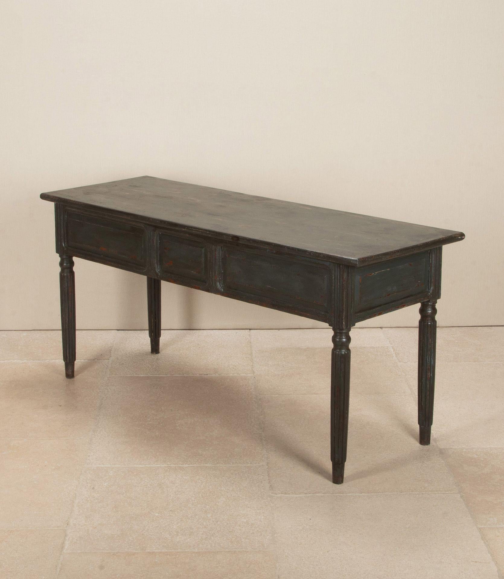Early 20th Century French Painted Three Drawer Serving Table In Good Condition For Sale In Gloucestershire, GB