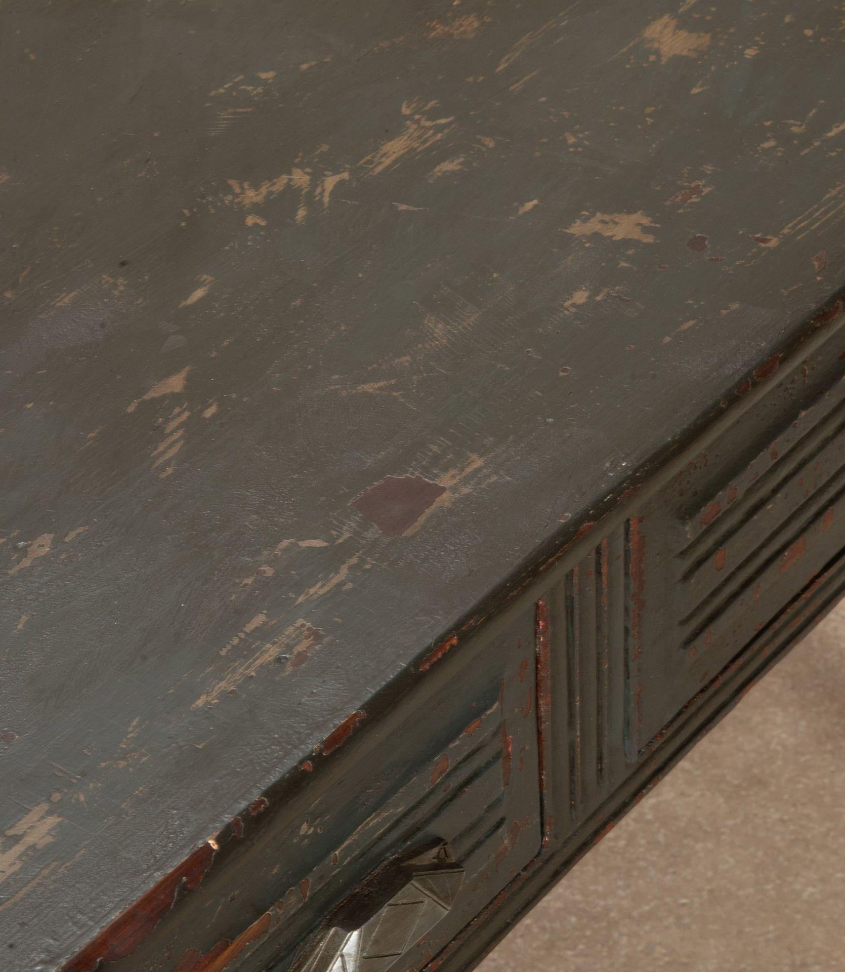 Wood Early 20th Century French Painted Three Drawer Serving Table For Sale