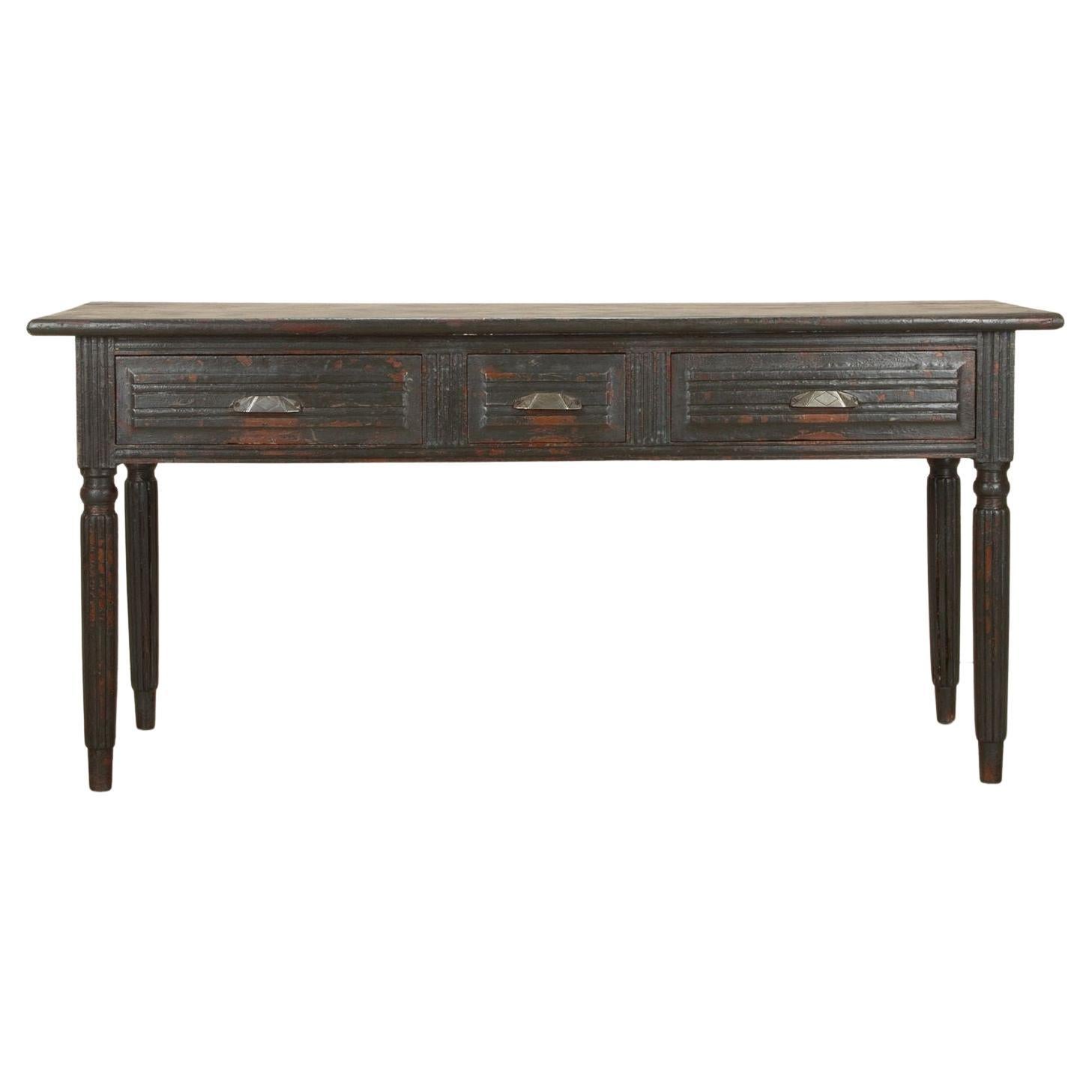 Early 20th Century French Painted Three Drawer Serving Table