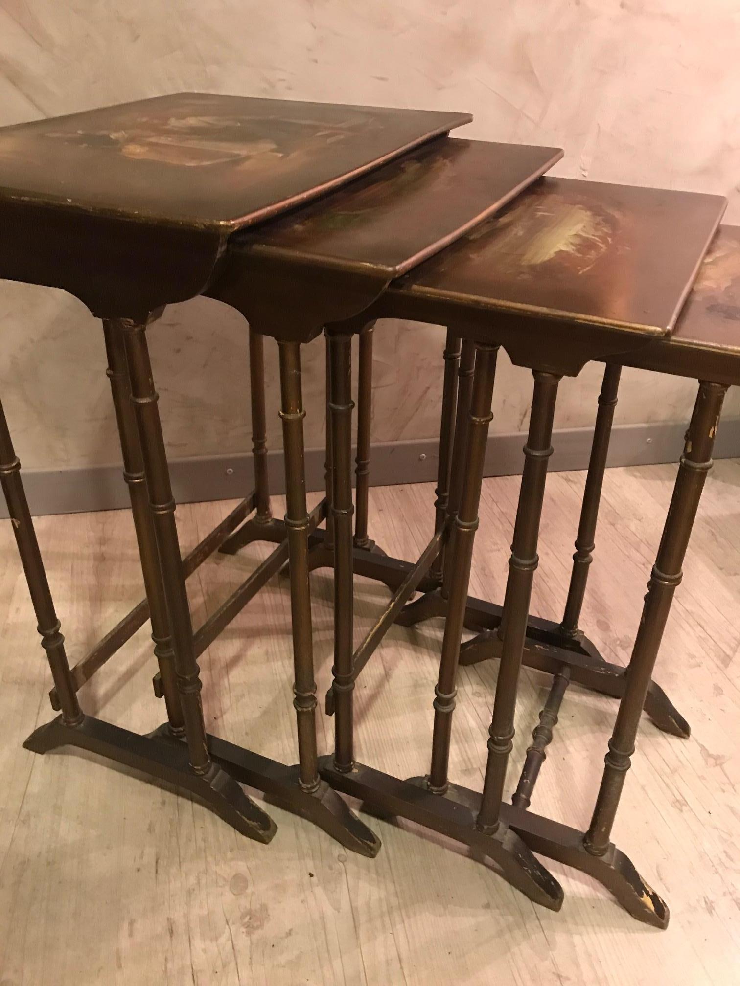 Early 20th Century French Painting Nesting Tables, 1900s For Sale 2