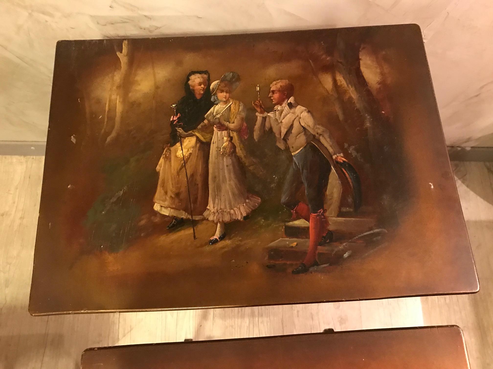 Tables gigognes françaises peintes du début du XXe siècle, années 1900 2