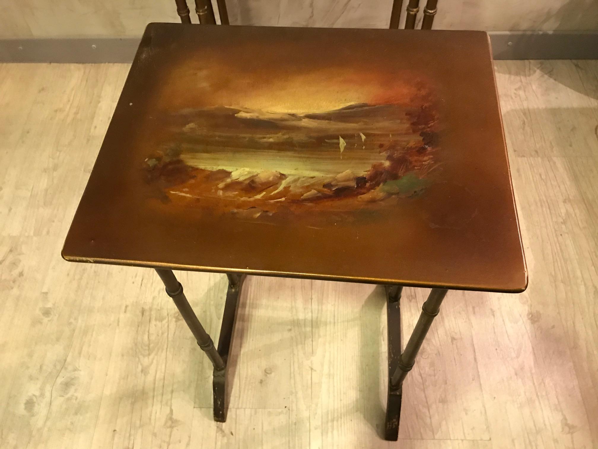 Early 20th Century French Painting Nesting Tables, 1900s For Sale 5