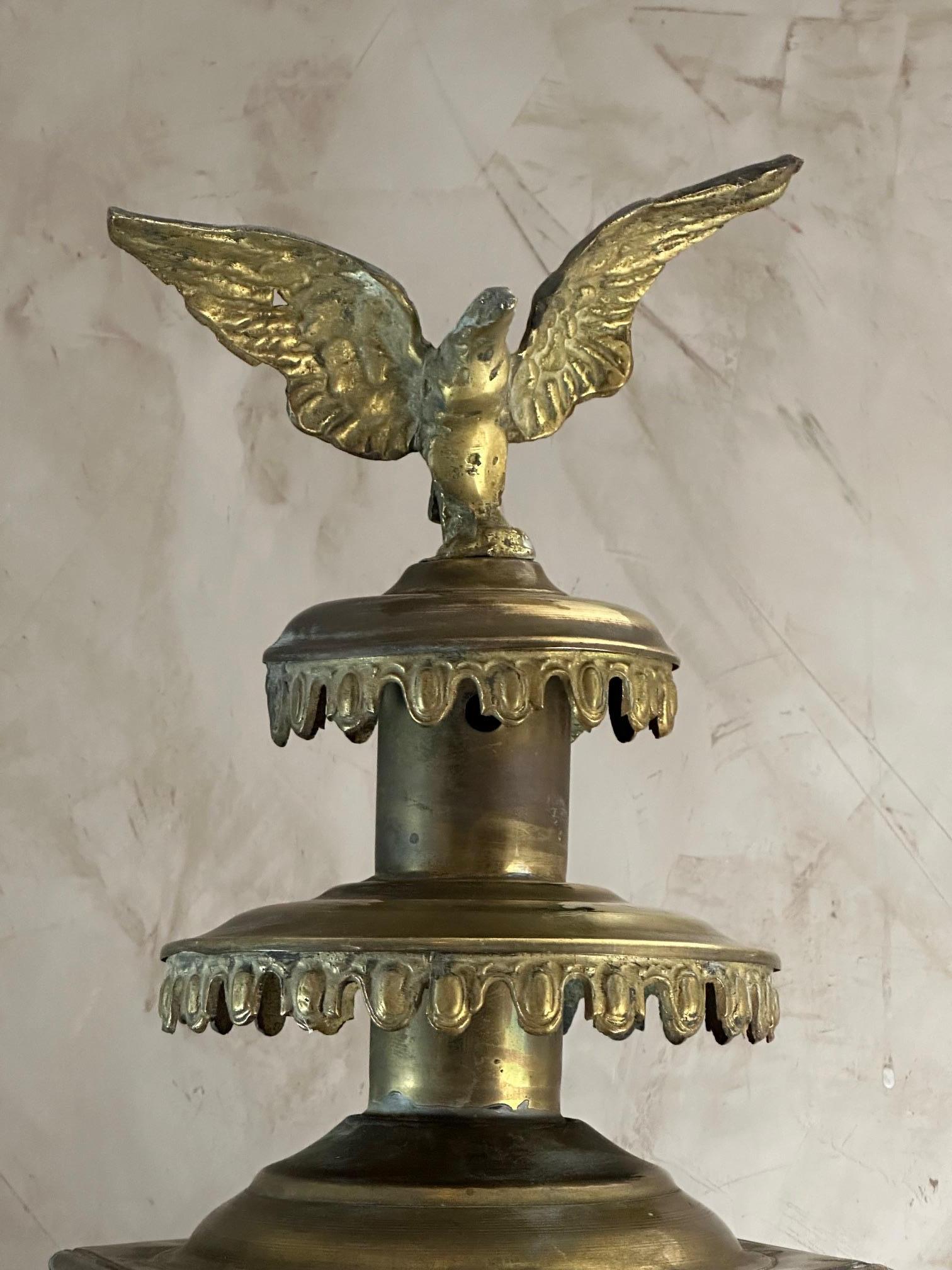 Early 20th century French Pair of Brass and Glass Coach Lanterns 7