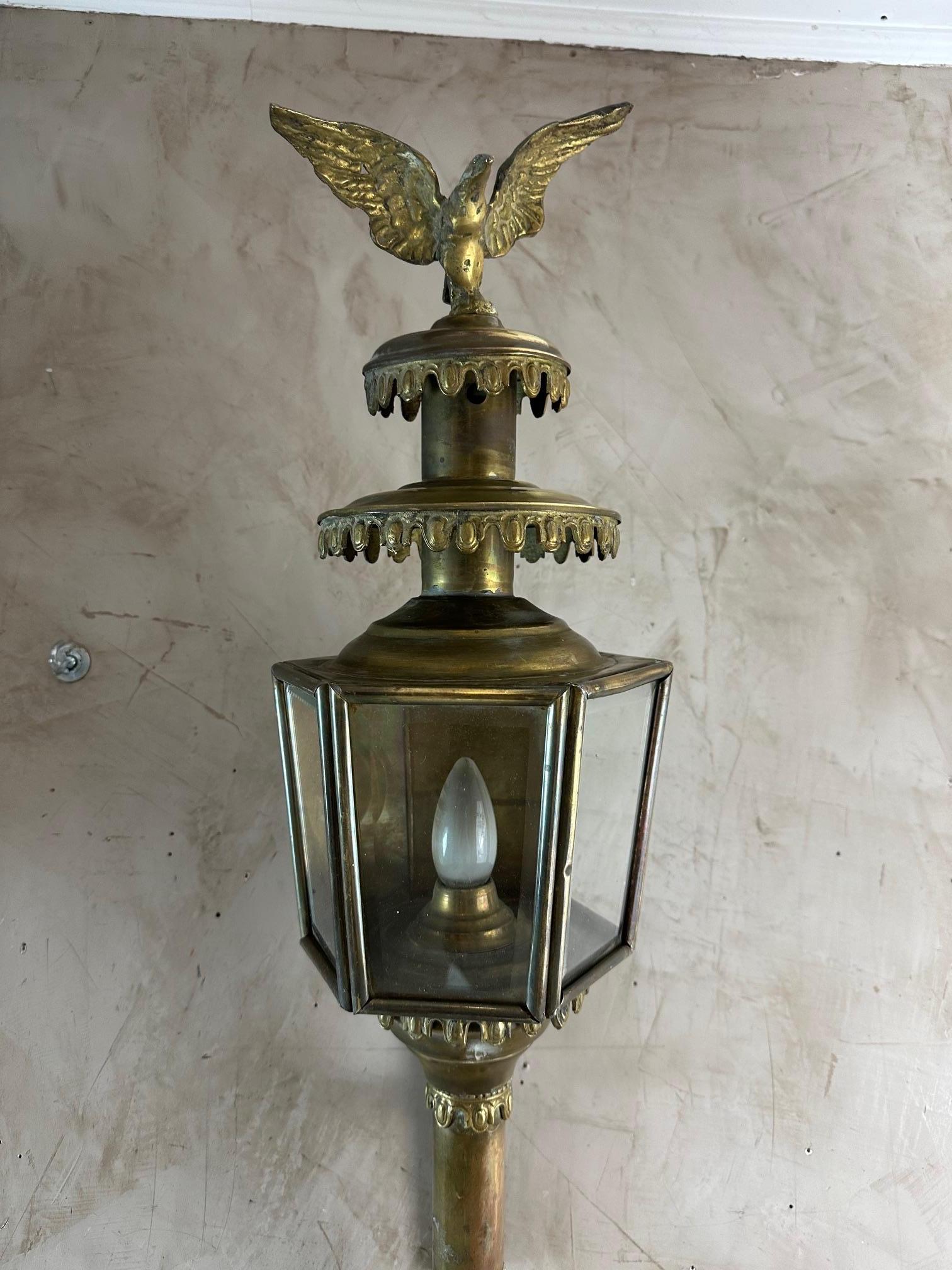 Early 20th Century Early 20th century French Pair of Brass and Glass Coach Lanterns