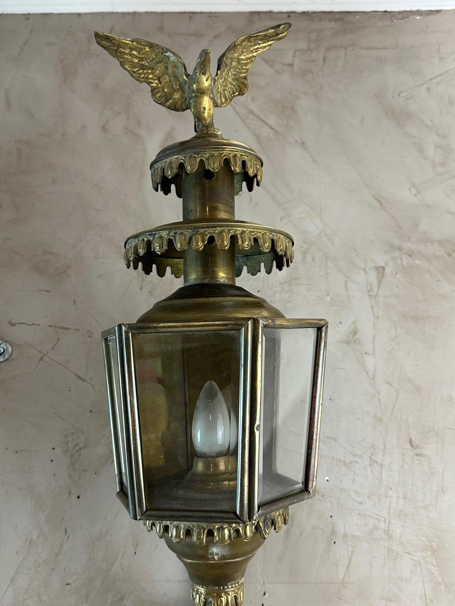 Early 20th century French Pair of Brass and Glass Coach Lanterns 4