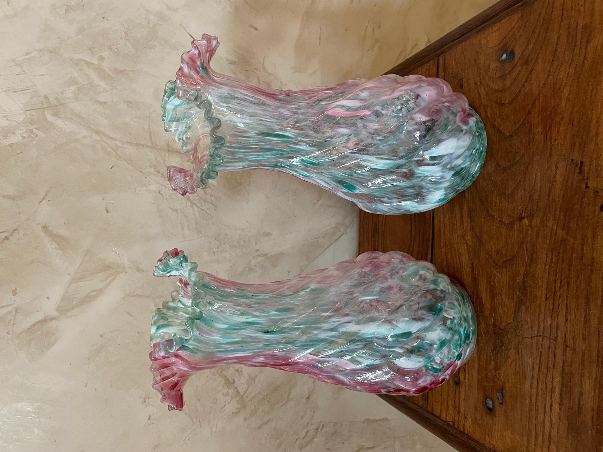 Art Nouveau Early 20th Century French Pair of Clichy Vases, 1900s For Sale