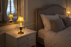 Early 20th century French Pair of Crystal and Brass Table Lamps, 1900s