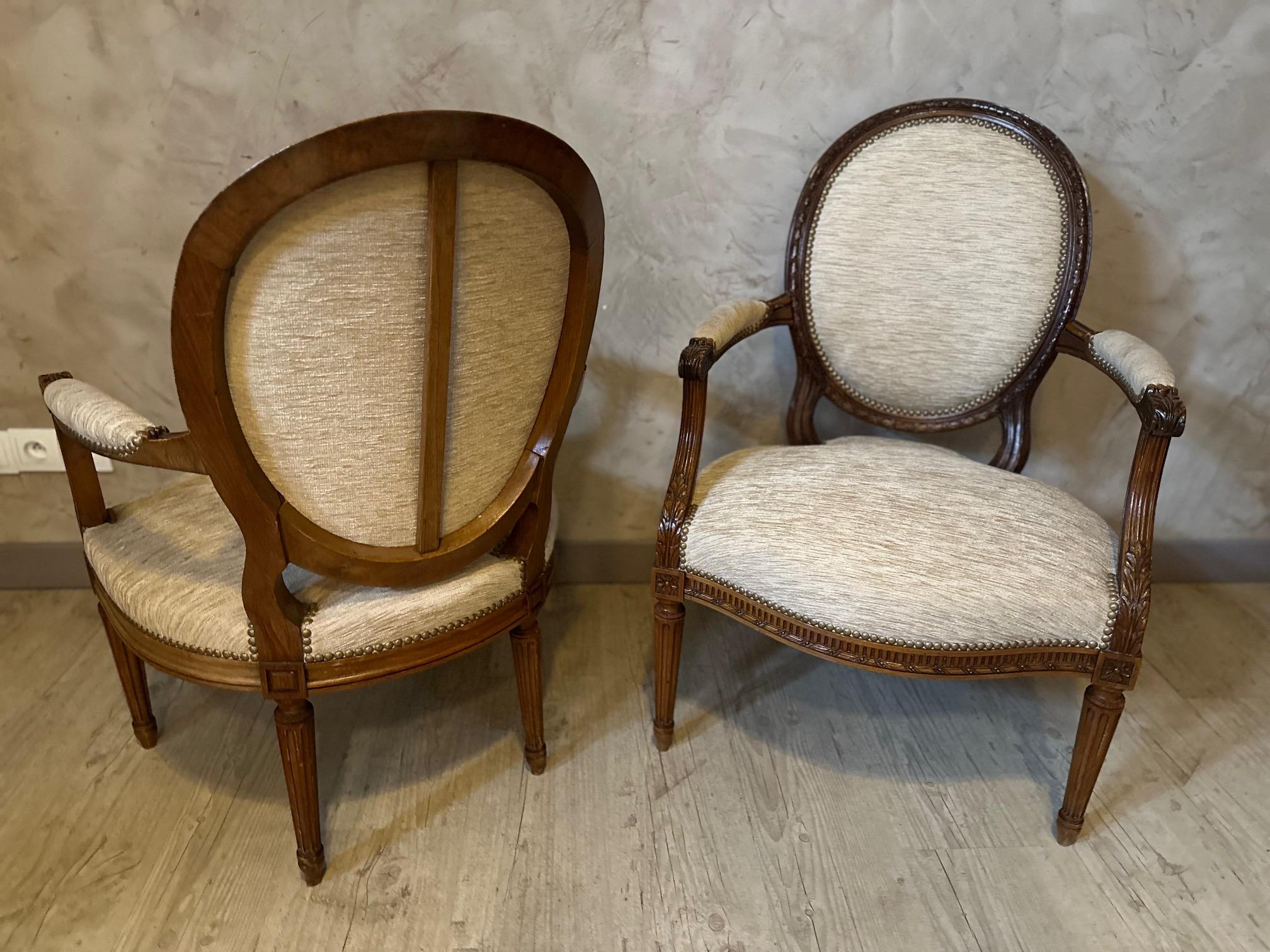 Early 20th Century Early 20th century French Pair of Louis XVI Style Armchair, 1900s For Sale