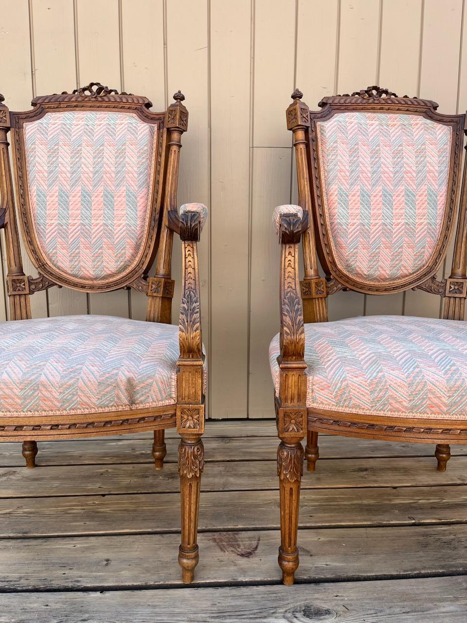 Pareja de sillones franceses de principios del siglo XX, estilo Luis XVI, años 20 en venta 6