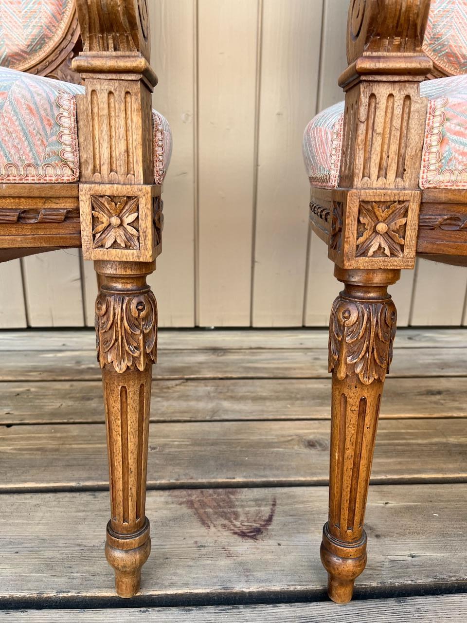 Pareja de sillones franceses de principios del siglo XX, estilo Luis XVI, años 20 en venta 7