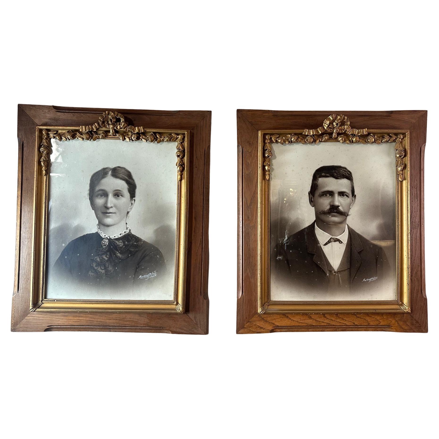 Pareja de retratos fotográficos franceses de principios del siglo XX, 1900