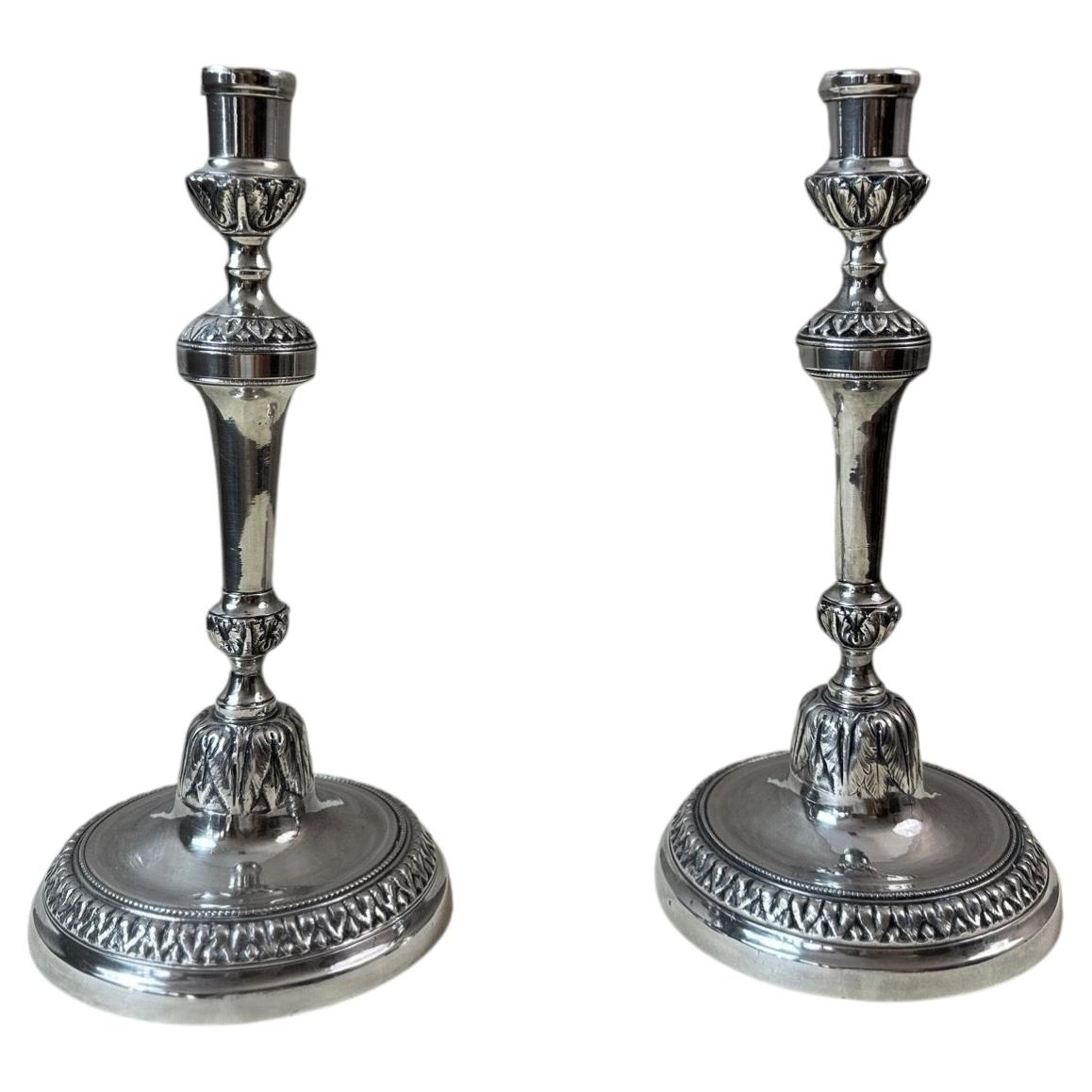 Early 20th century French Pair of Silverplated Candleholder, 1900s