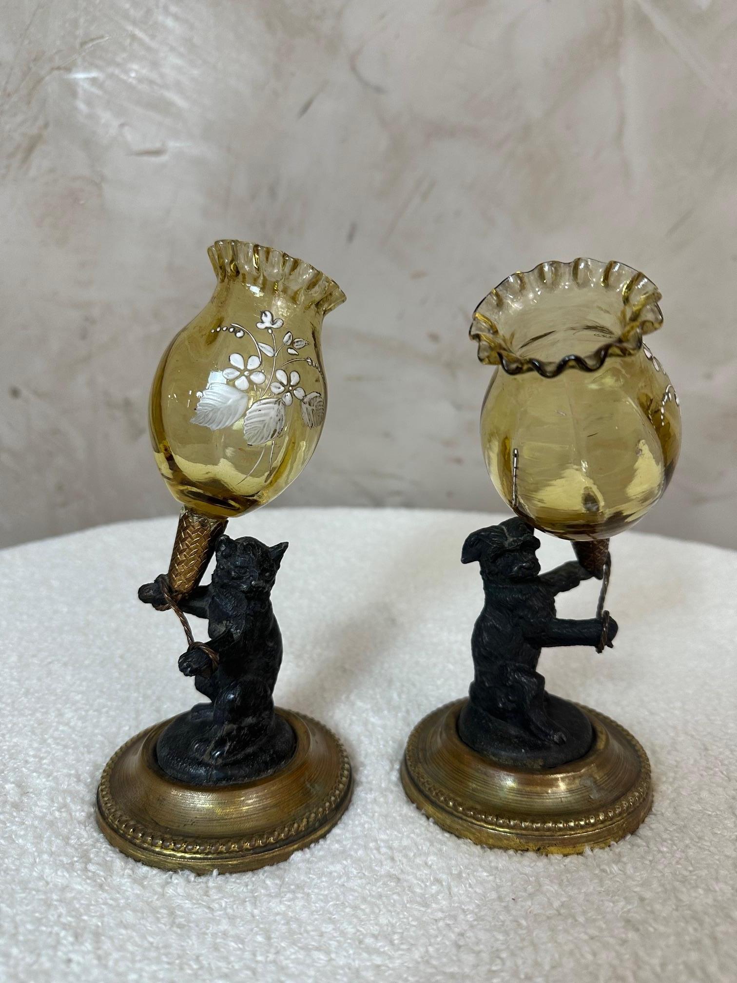 XX secolo Coppia di vasi in vetro e spelta dei primi del Novecento, Francia, 1900 in vendita