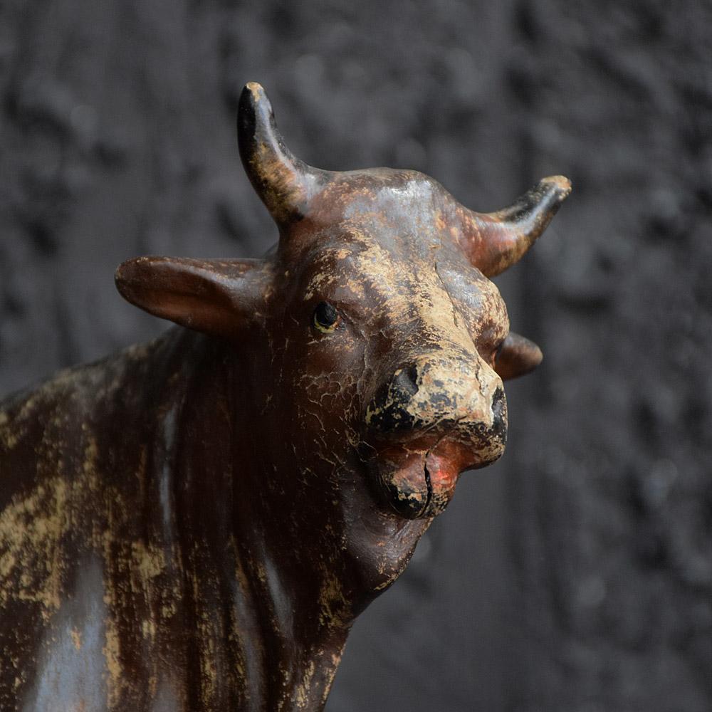 Early 20th Century French Papier Mâché Prize Fighting Bull Figure 3