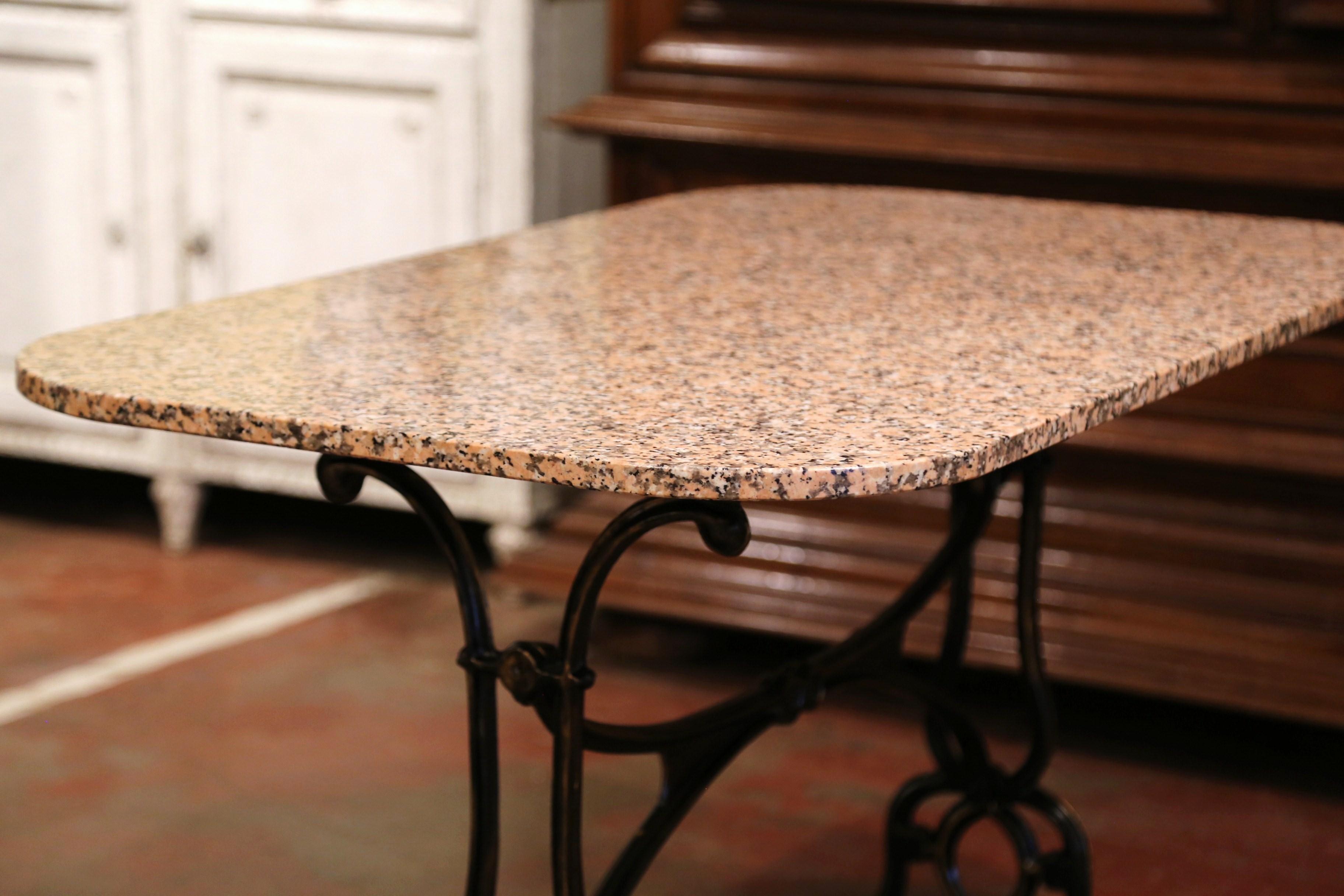 Early 20th Century French Parisian Painted Iron and Granite-Top Bistrot Table 6