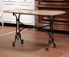 Early 20th Century French Parisian Painted Iron and Granite-Top Bistrot Table