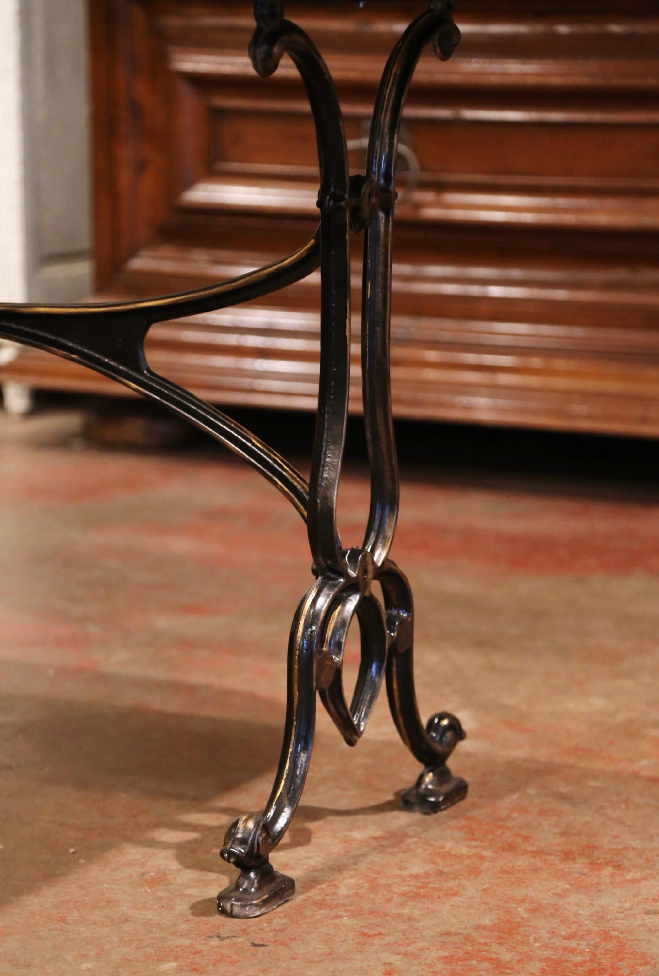 Early 20th Century French Parisian Painted Iron and Granite-Top Bistrot Table 1