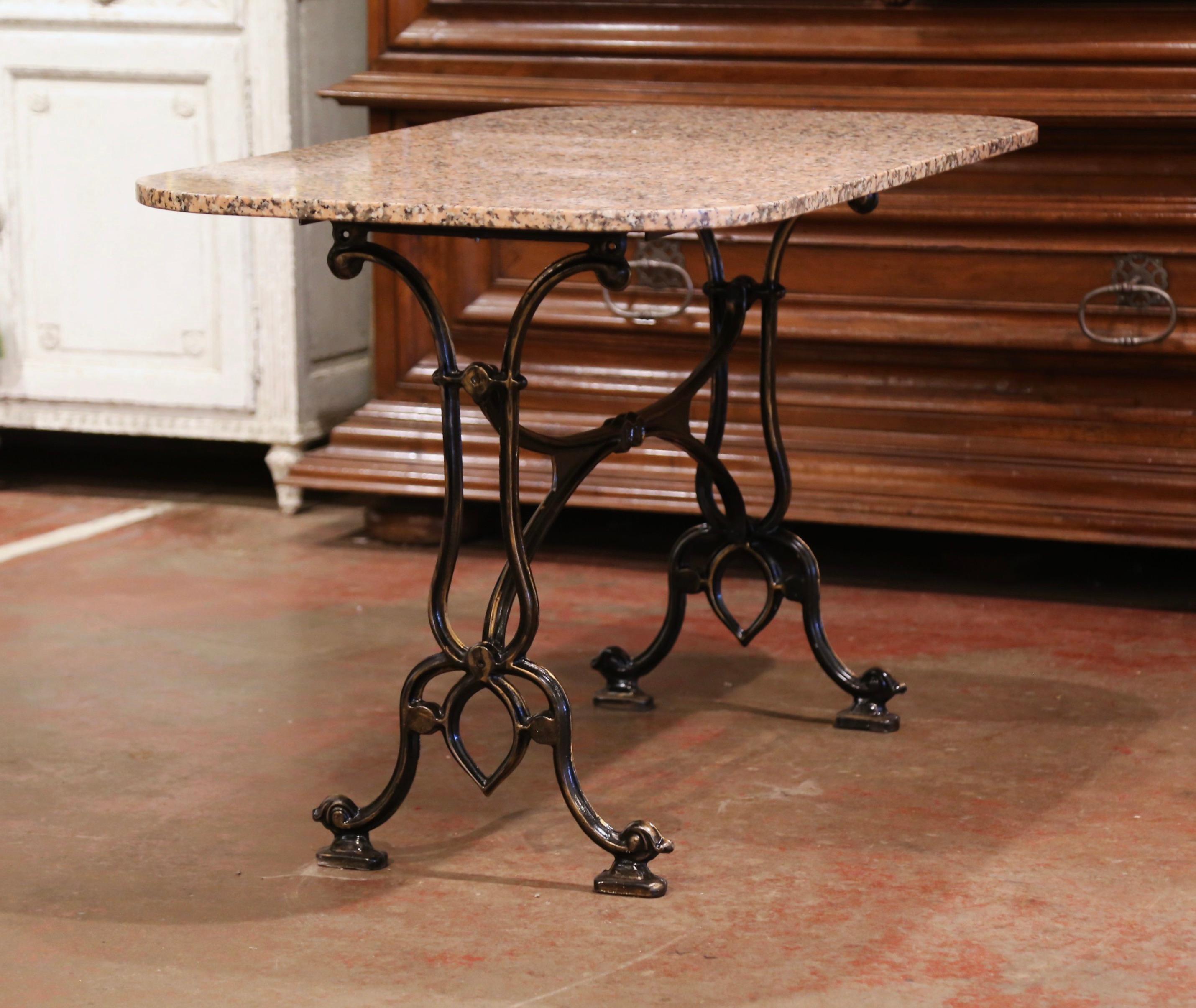 Early 20th Century French Parisian Painted Iron and Granite-Top Bistrot Table 2