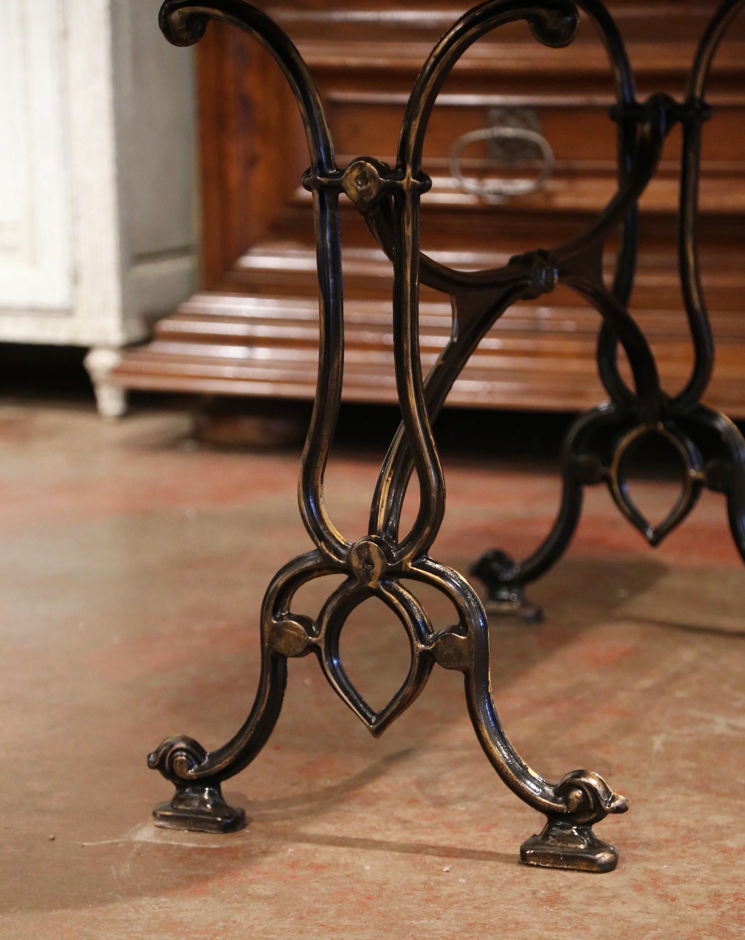 Early 20th Century French Parisian Painted Iron and Granite-Top Bistrot Table 3