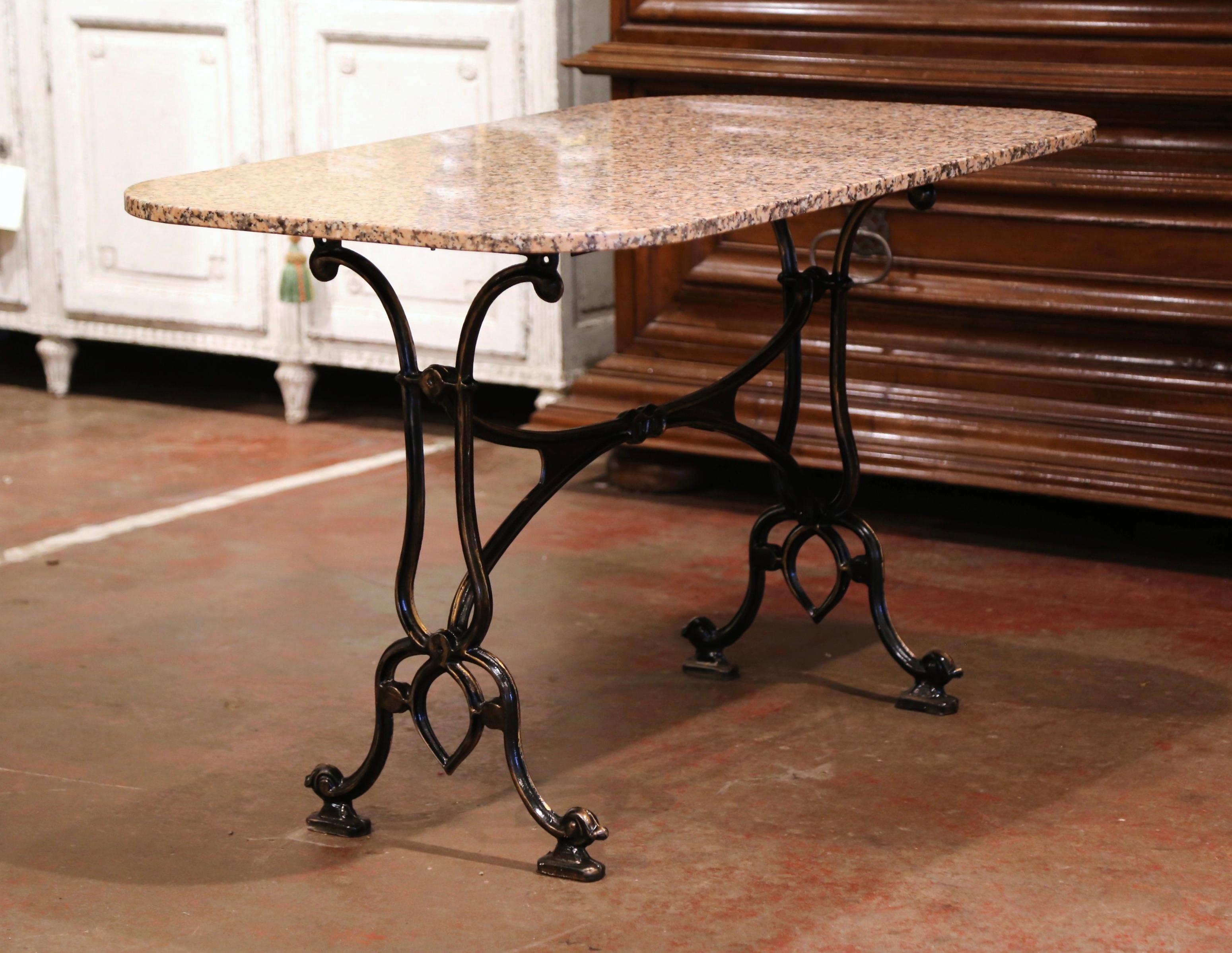 Early 20th Century French Parisian Painted Iron and Granite-Top Bistrot Table 5