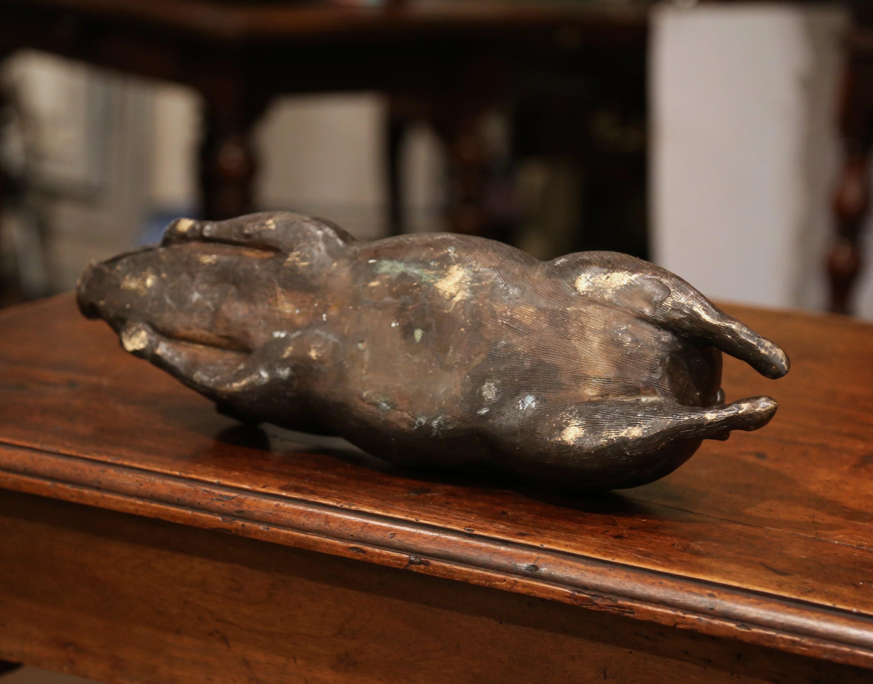 Early 20th Century French Patinated Bronze Pig Sculpture  5