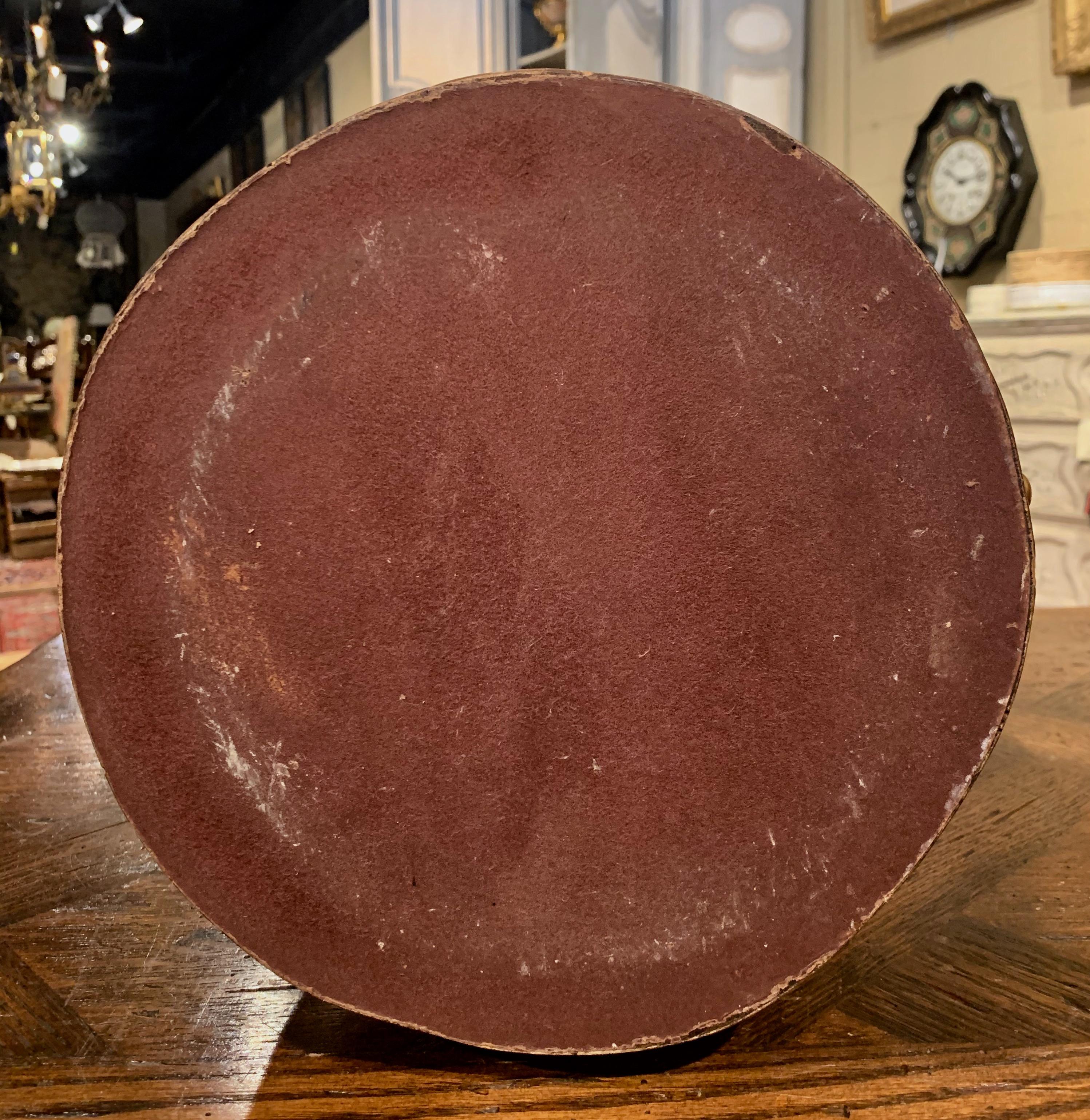 Early 20th Century French Patinated Brown Leather Basket with Handle 4